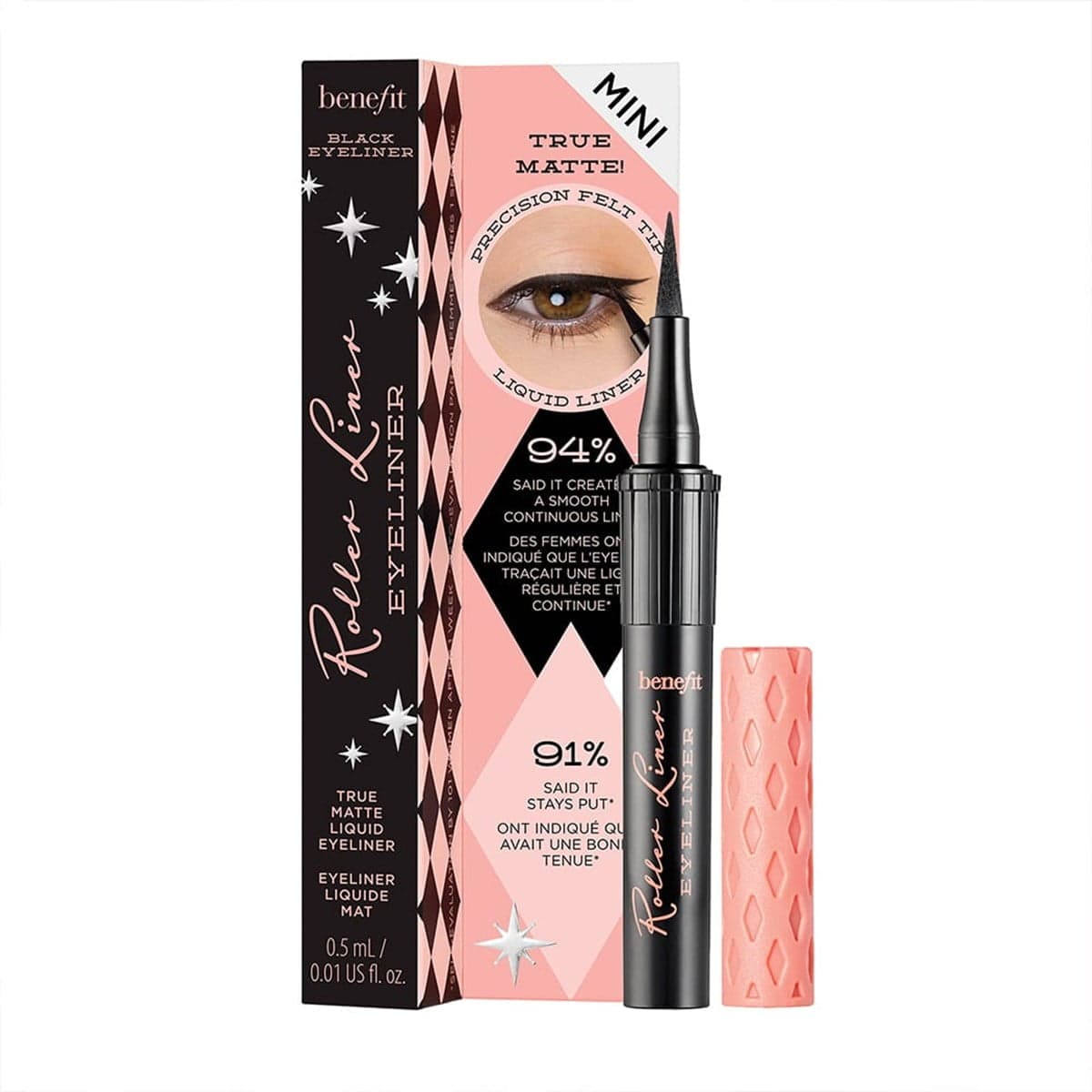

Benefit Roller Liner Matte Liquid Eyeliner Travel Size mini matowy eyeliner w pisaku Black 0.5ml
