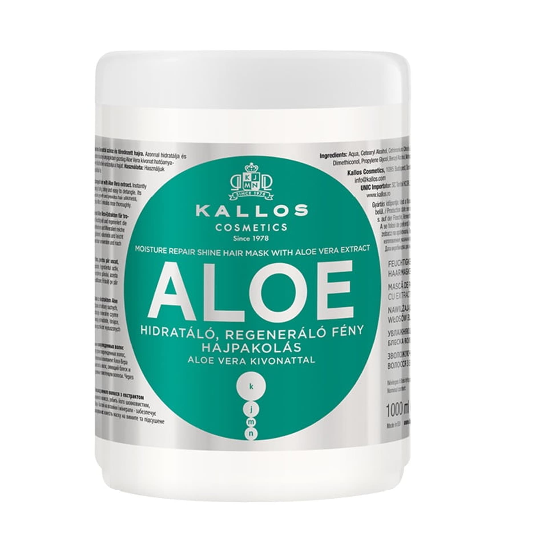 

Kallos Aloe Moisture Repair Shine Hair Mask With Aloe Vera Extract regenerująca maska dodająca blasku z ekstraktem aloe vera do włosów suchych i łamiących się 1000ml