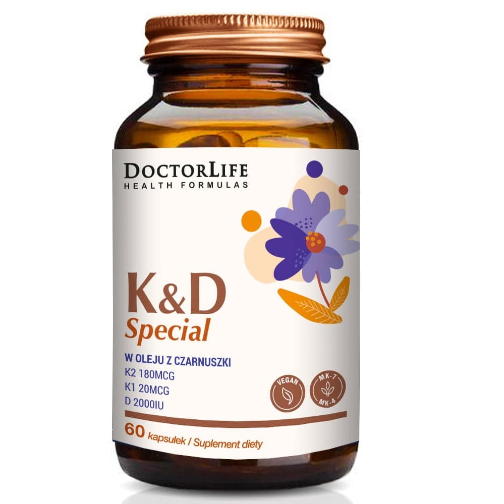 

Doctor Life K2 D3 organiczny olej kokosowy 130ug K2 mk-7 2000iu D3 suplement diety 60 kapsułek