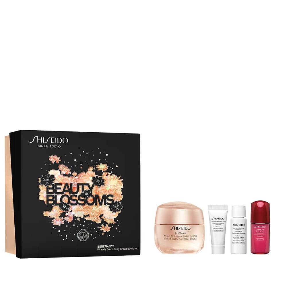 

Shiseido Beauty Blossoms zestaw Benefiance Wrinkle Smoothing Enriched cream 50ml + Power Infusing 10ml + Treatment Softener Enriched 7ml + Clarifying Cleansing Foam 5ml