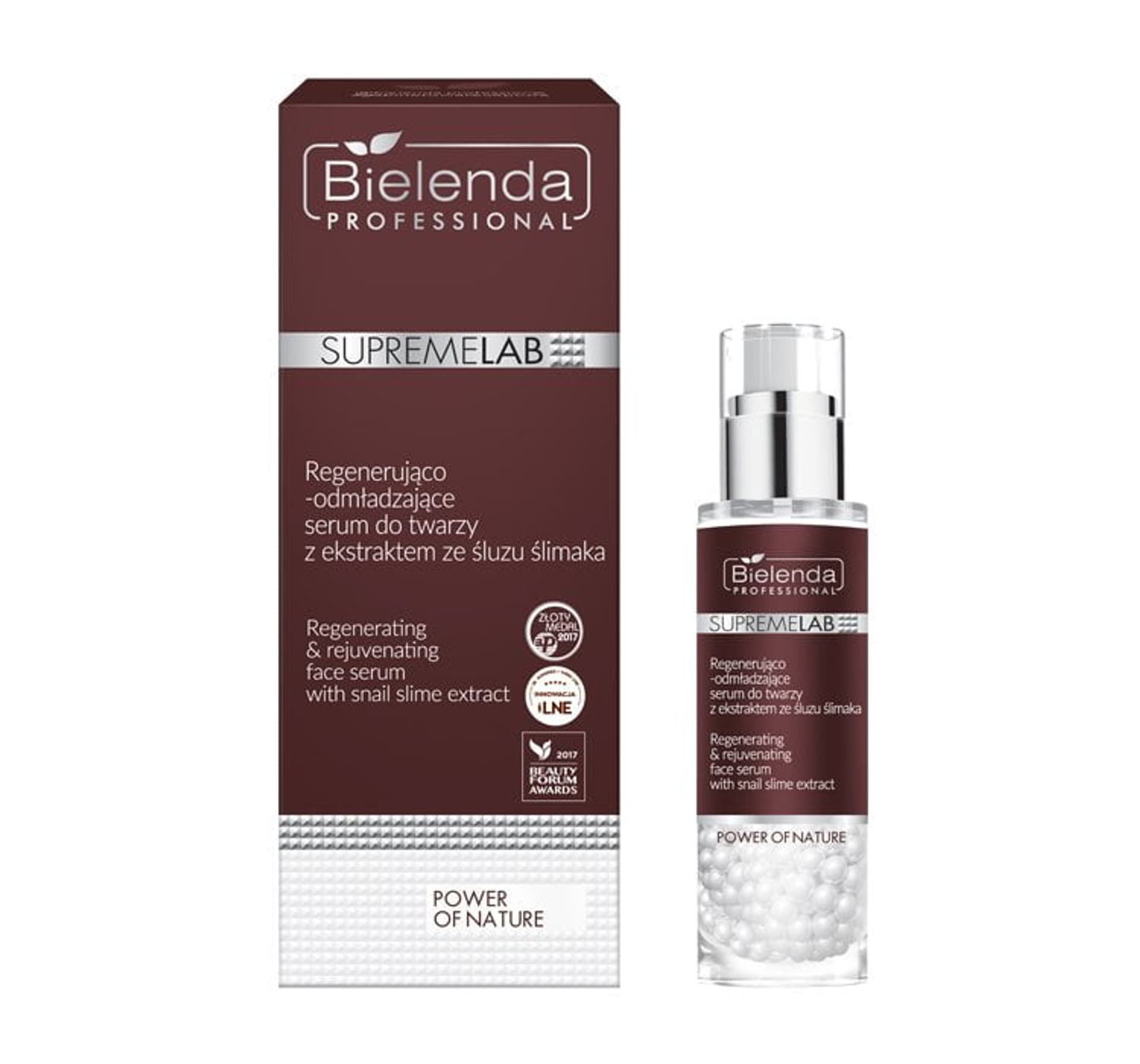 

Bielenda Professional SupremeLab Power Of Nature regenerująco-odmładzające serum do twarzy z ekstraktem ze śluzu ślimaka 30g