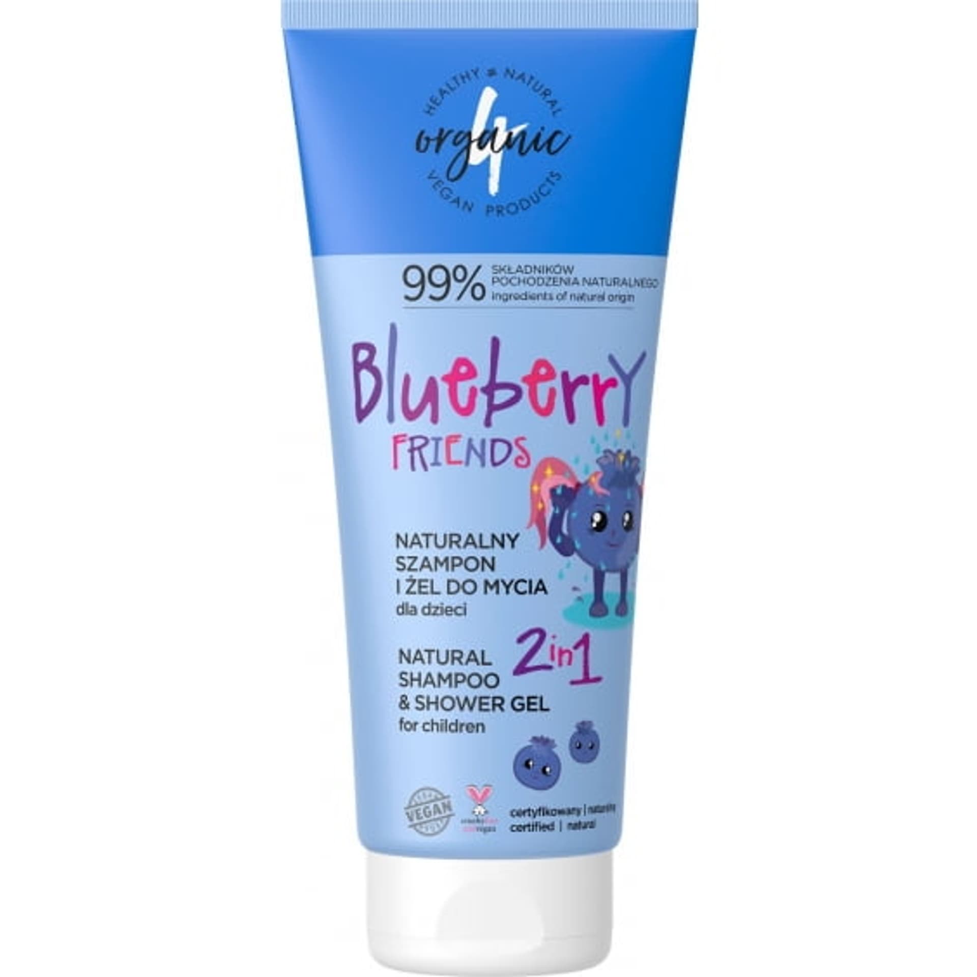 

4Organic Naturalny szampon i żel do mycia dla dzieci 2w1 Blueberry Friends 200ml