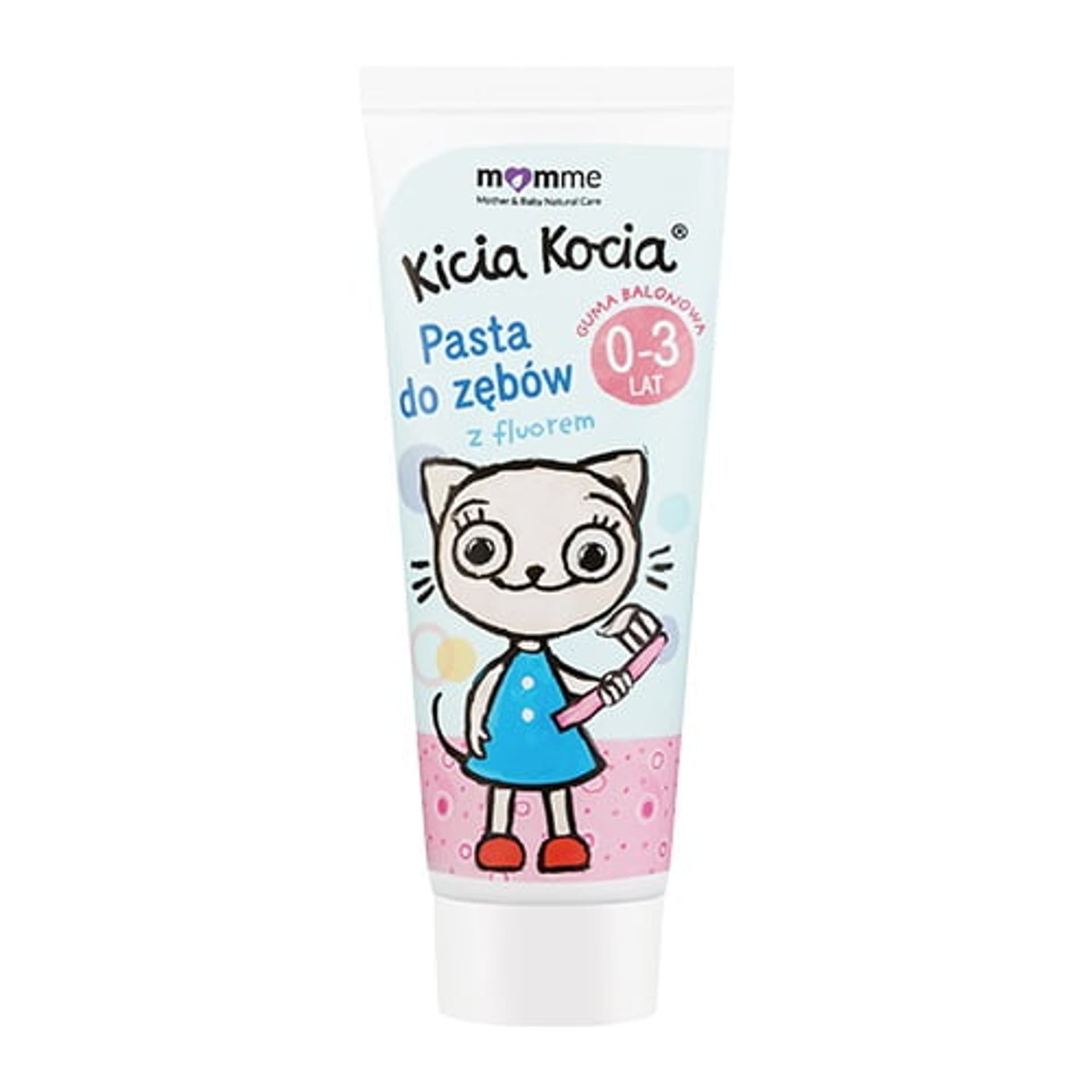 

Momme Mother Baby Natural Care Kicia Kocia pasta do zębów bez fluoru 0-3 lata Guma Balonowa 50ml