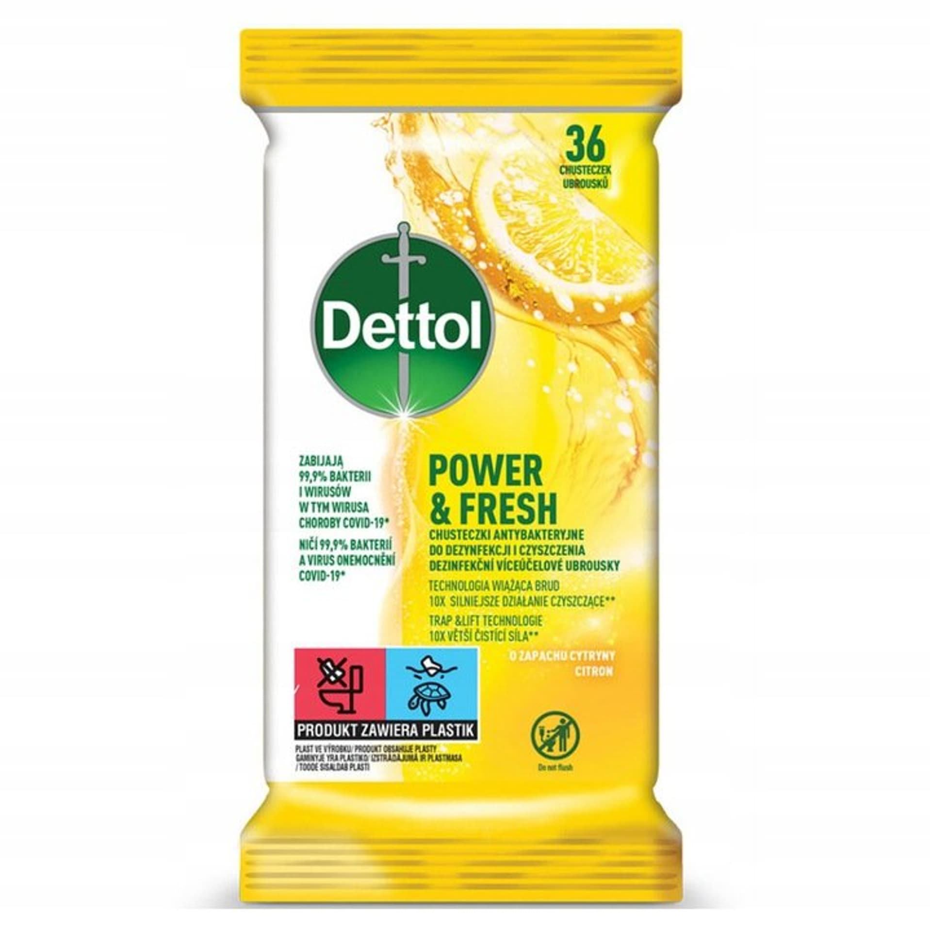 

Dettol Power Fresh chusteczki antybakteryjne do dezynfekcji i czyszczenia Cytryna 36szt