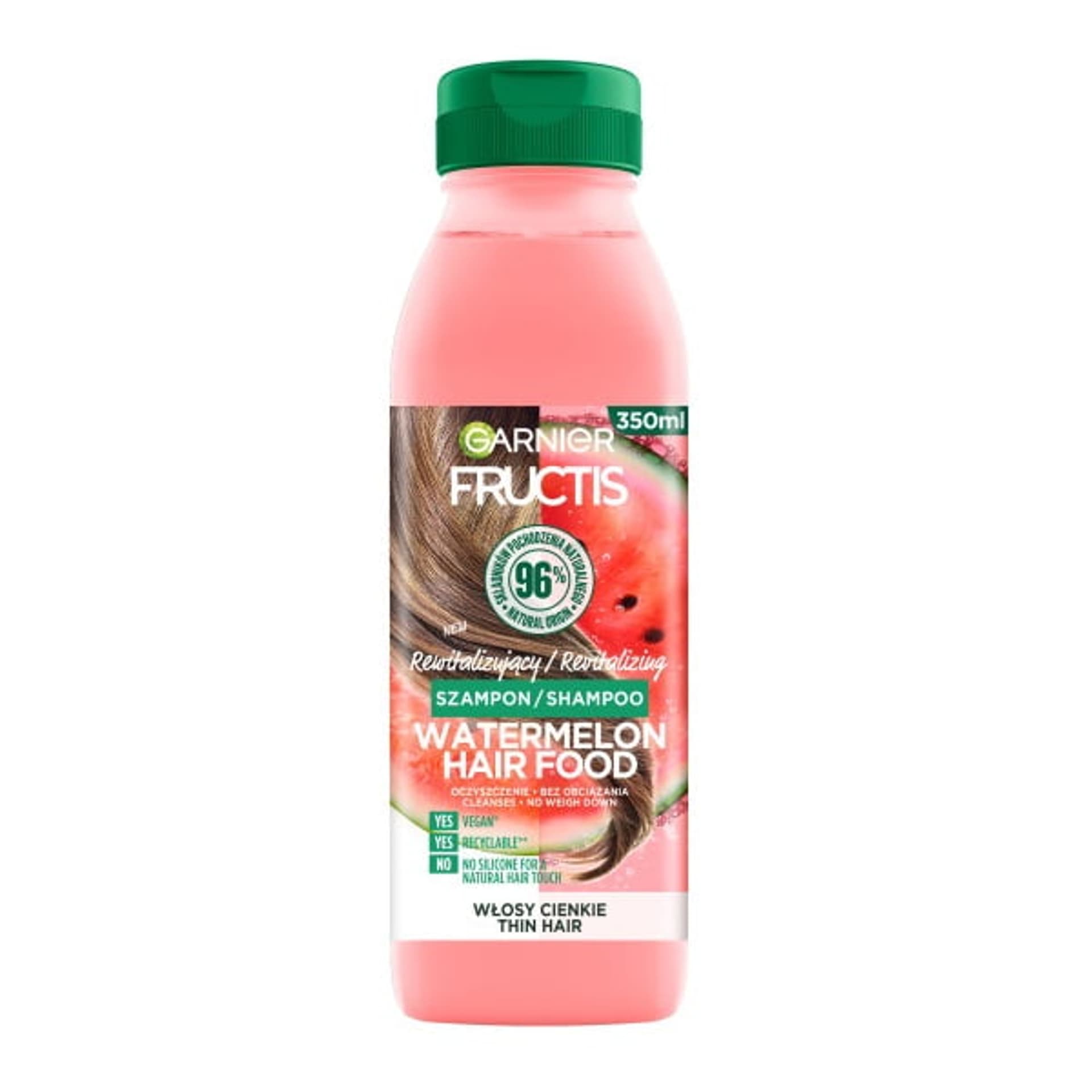 

Garnier Fructis Watermelon Hair Food Shampoo rewitalizujący szampon do włosów cienkich 350ml