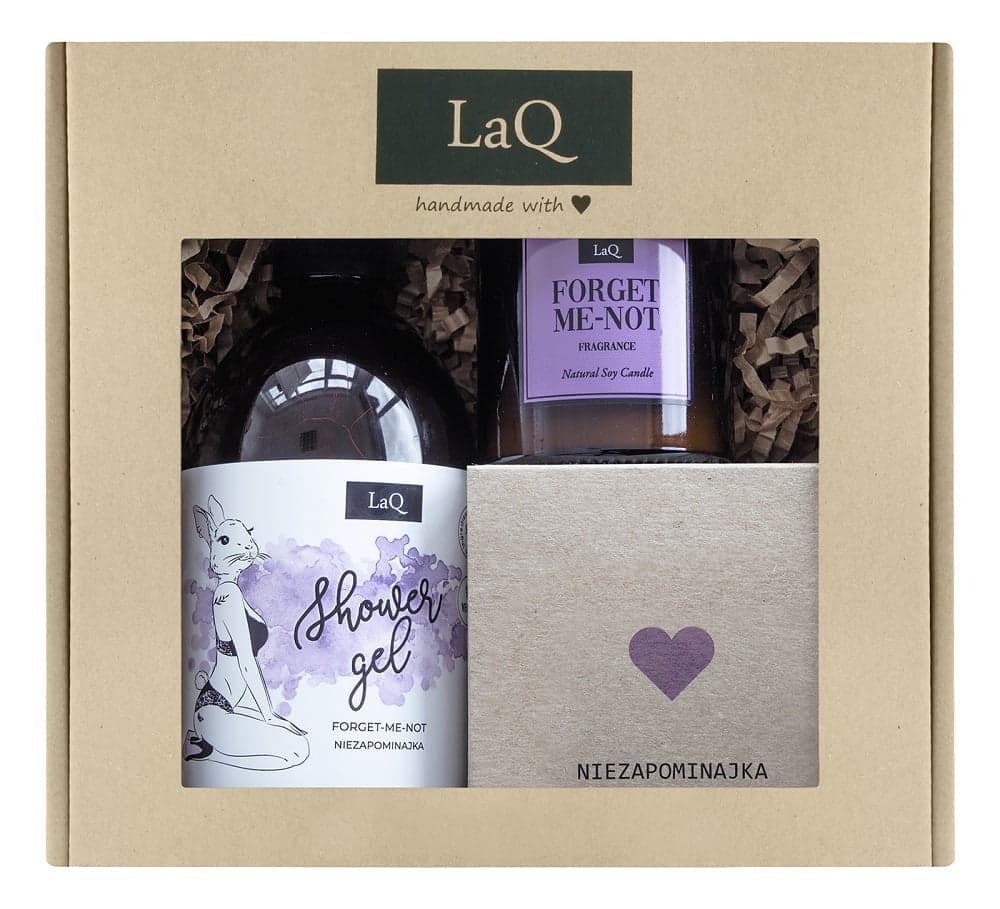 

LaQ Króliczka Niezapominajka zestaw żel pod prysznic 500ml + masło do ciała 200ml + świeca sojowa 180ml