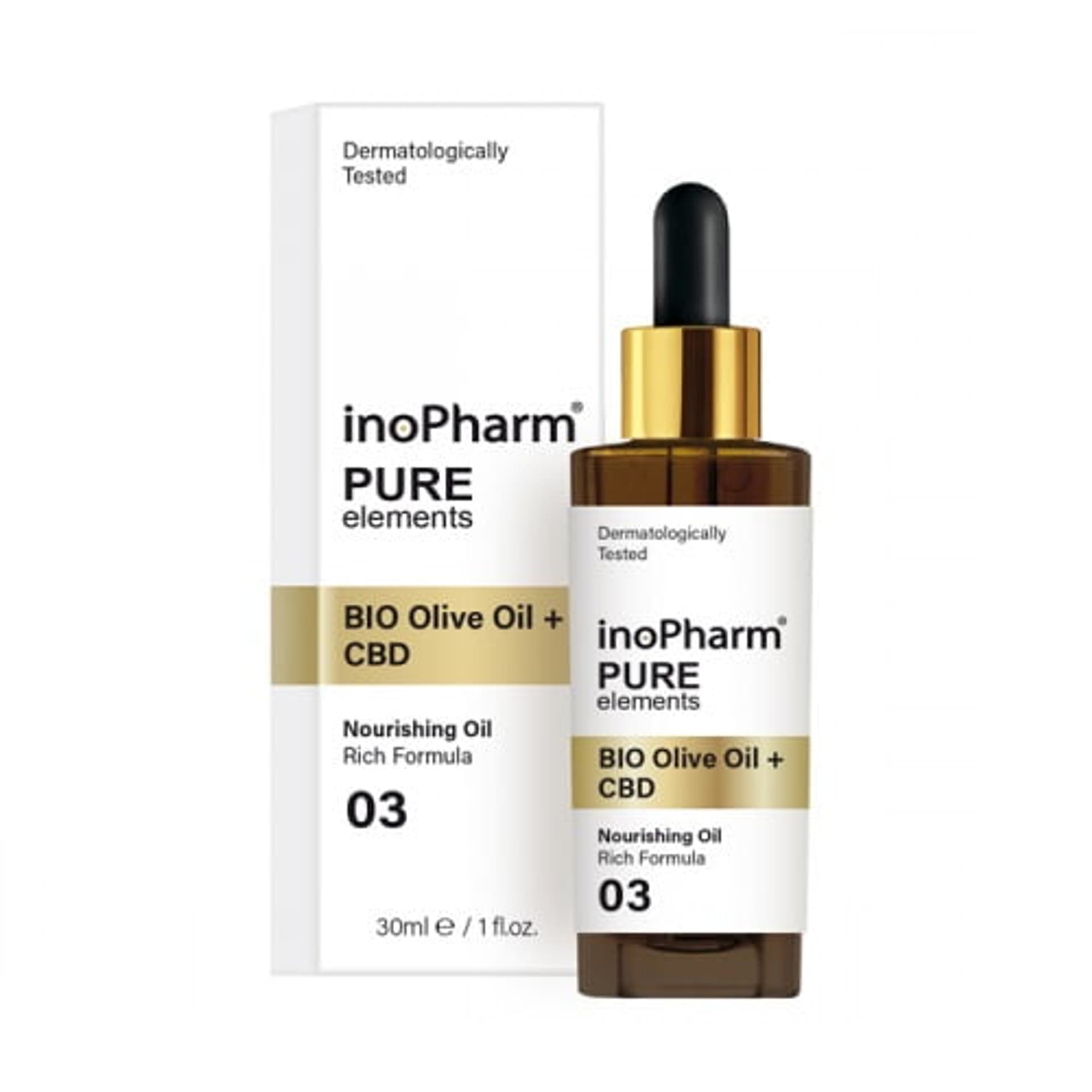 

InoPharm Pure Elements BIO Olive Oil + CBD serum do twarzy i szyi z kannabidiolem i oliwką 30ml