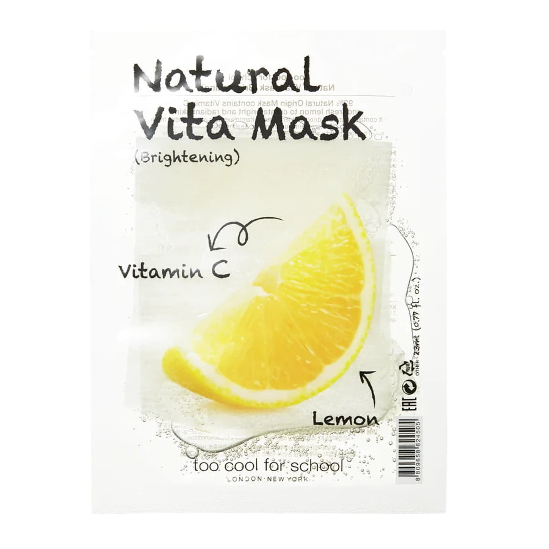 

Too Cool For School Natural Vita Mask (Brightening) naturalna maska rozświetlająca do twarzy Leomon 23g, Brightening) naturalna maska rozświetlająca do twarzy leomon 23