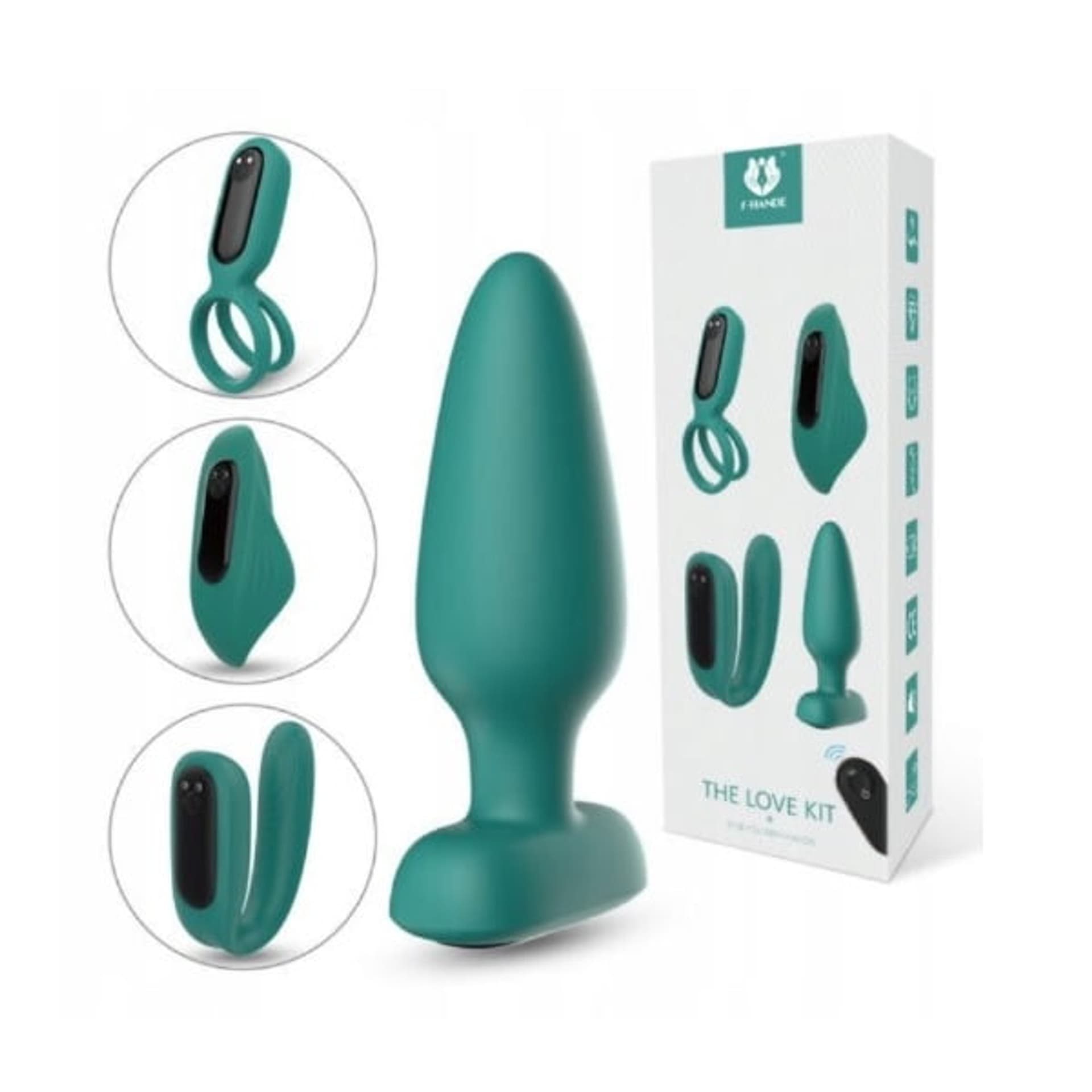 

S-HANDE The Love Kit zestaw gadżetów intymnych 1 silniczek + 4 obudowy Dark Green