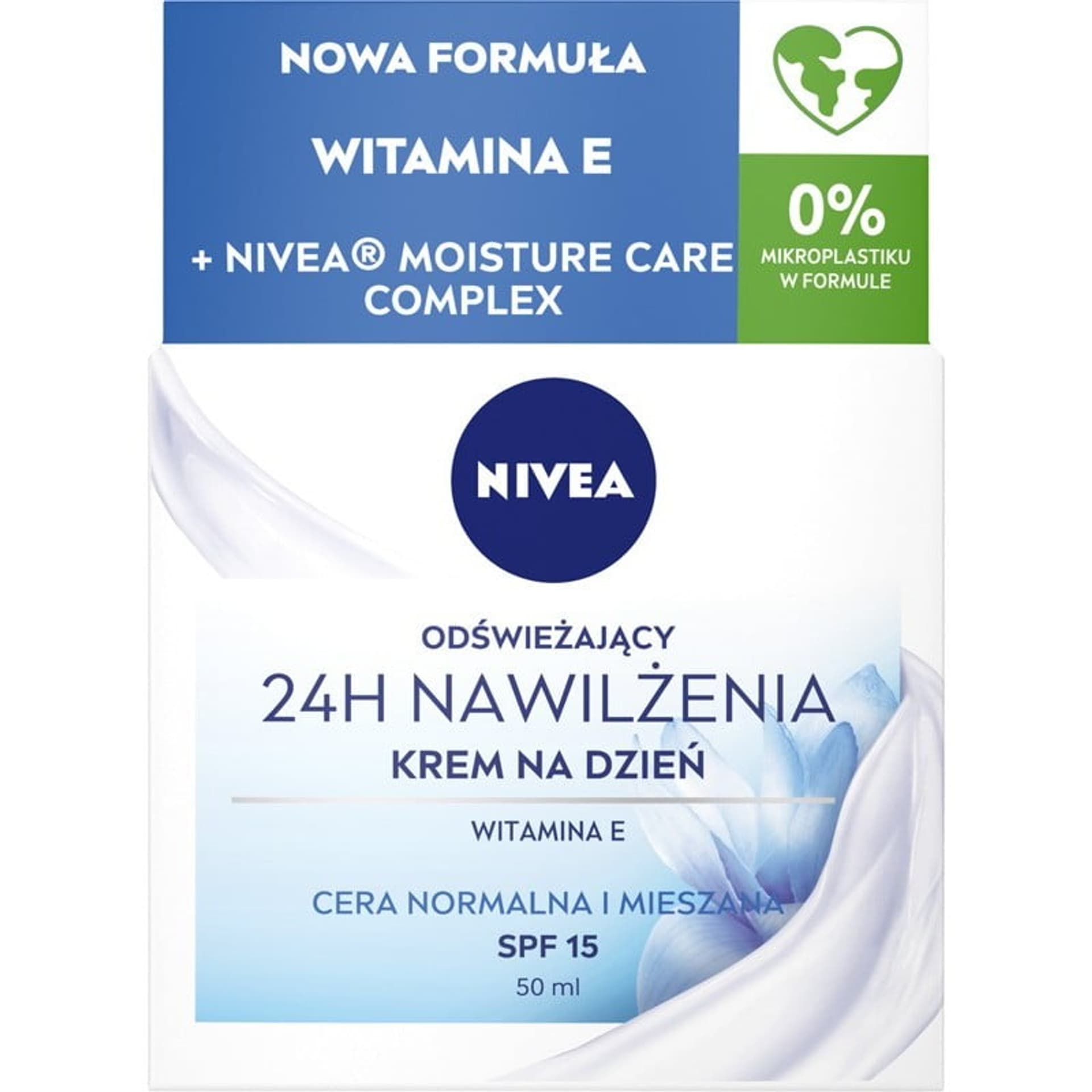 

Nivea 24H Nawilżenia Odświeżający Krem na dzień SPF15 do cery normalnej i mieszanej 50ml