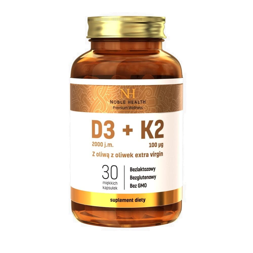 

Noble Health D3 + K2 w oliwie z oliwek extra virgin suplement diety 30 kapsułek