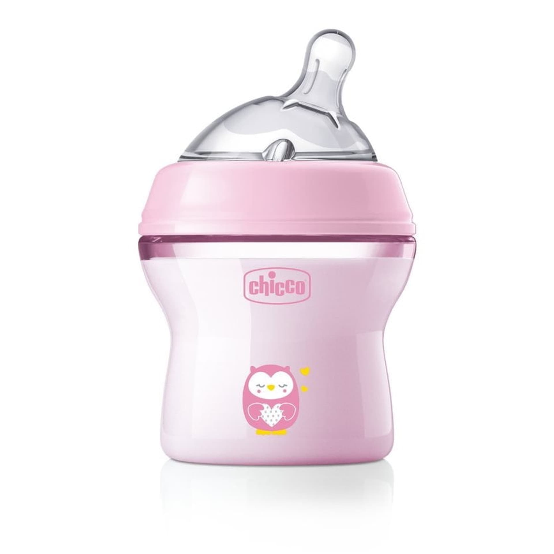 

Chicco NaturalFeeling butelka plastikowa ze smoczkiem silikonowym przepływ wolny 0m+ Różowa 150ml
