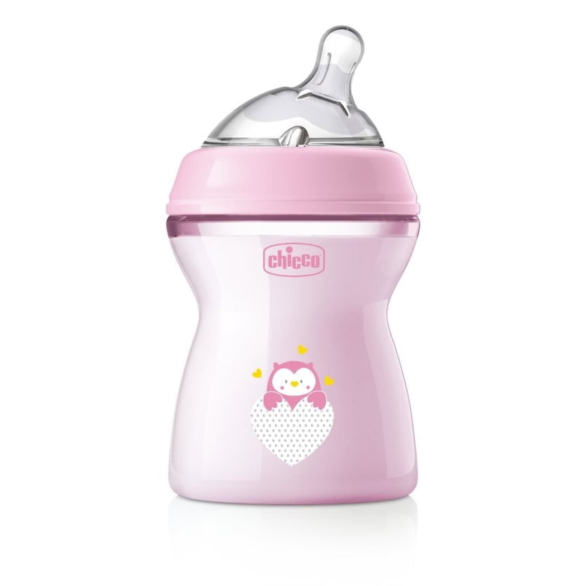 

Chicco NaturalFeeling butelka plastikowa ze smoczkiem silikonowym przepływ średni 2m+ Różowa 250ml