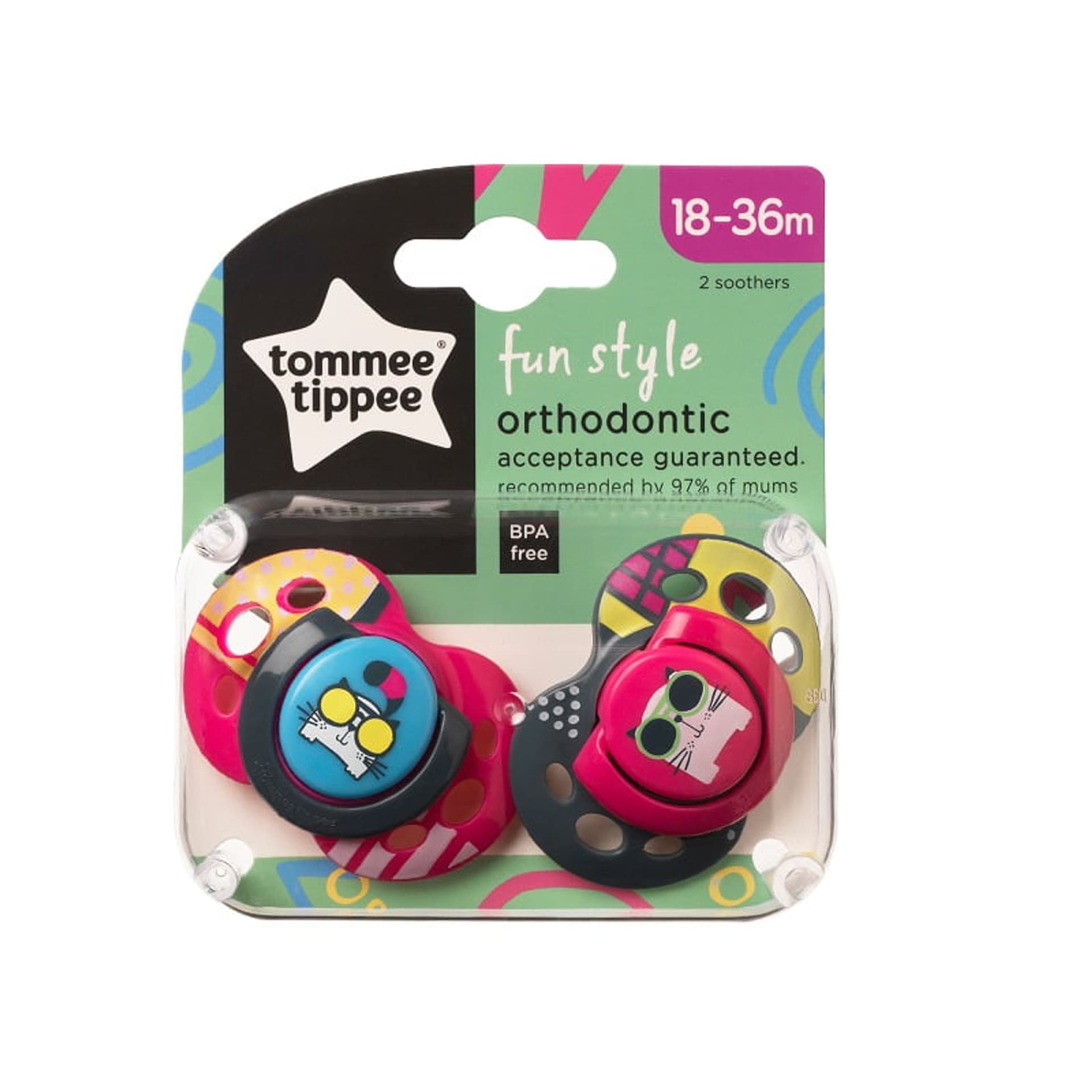 

Tommee Tippee Fun Style smoczek uspokajający 18-36m Girl 2szt.