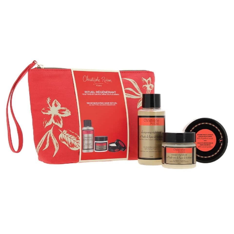 

Christophe Robin Regerating Travel Kit zestaw podróżny do włosów szampon do włosów 75ml + uniwersalny balsam 50ml + maska do włosów 50ml
