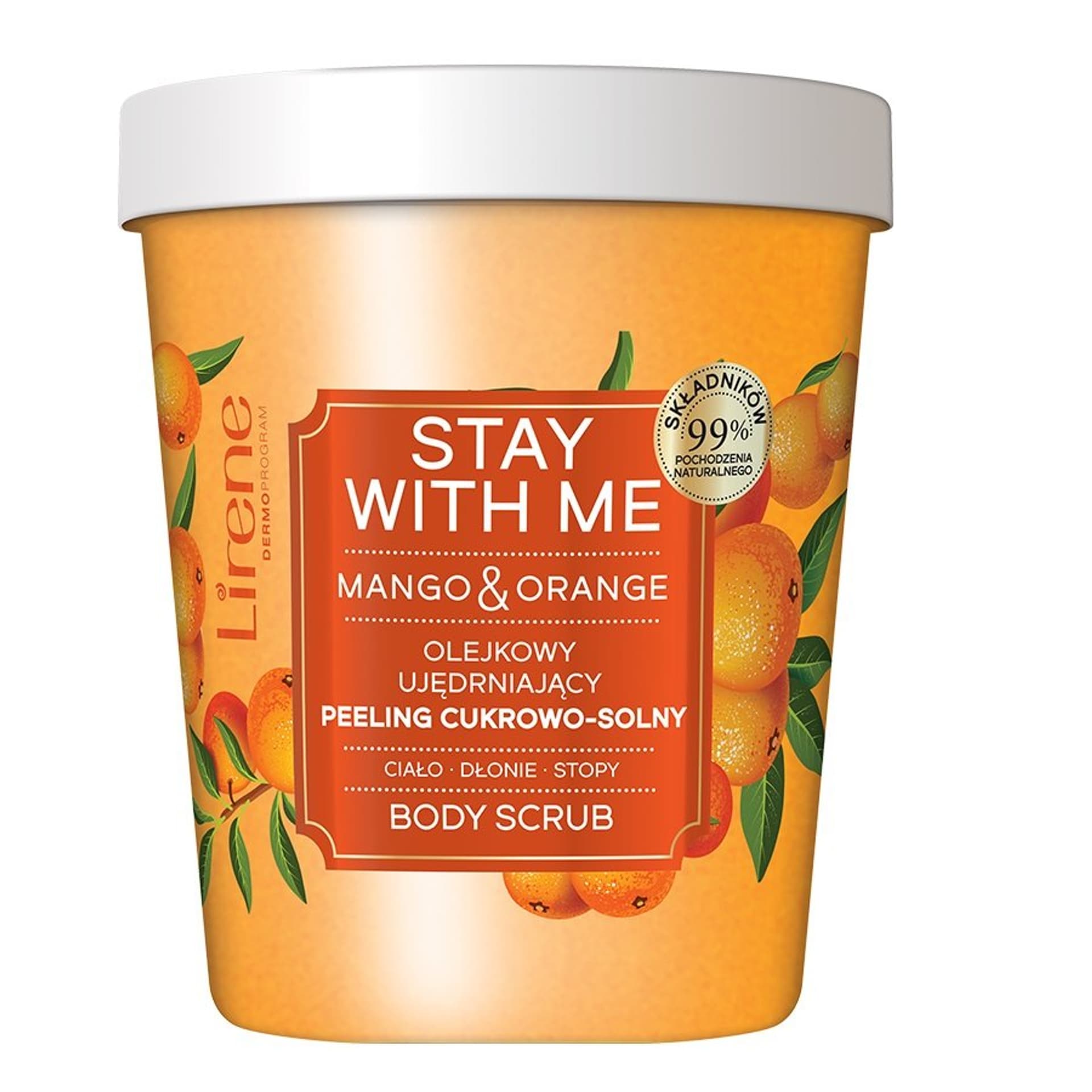 

Lirene Stay With Me olejkowy ujędrniający peeling cukrowo-solny Mango Orange 200g