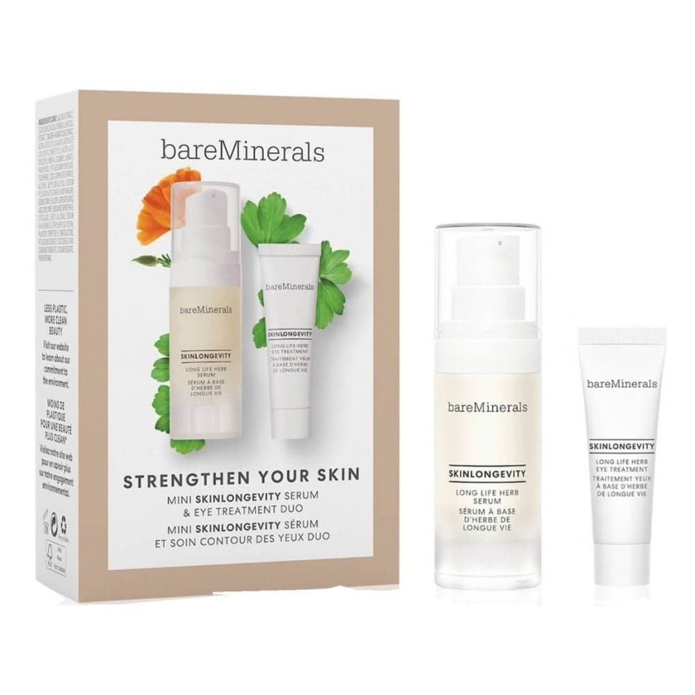 

bareMinerals Strengthen Your Skin Mini Skinlongevity Serum Eye Treatment Duo zestaw ziołowy krem pod oczy 5g + ziołowe serum do twarzy 15ml