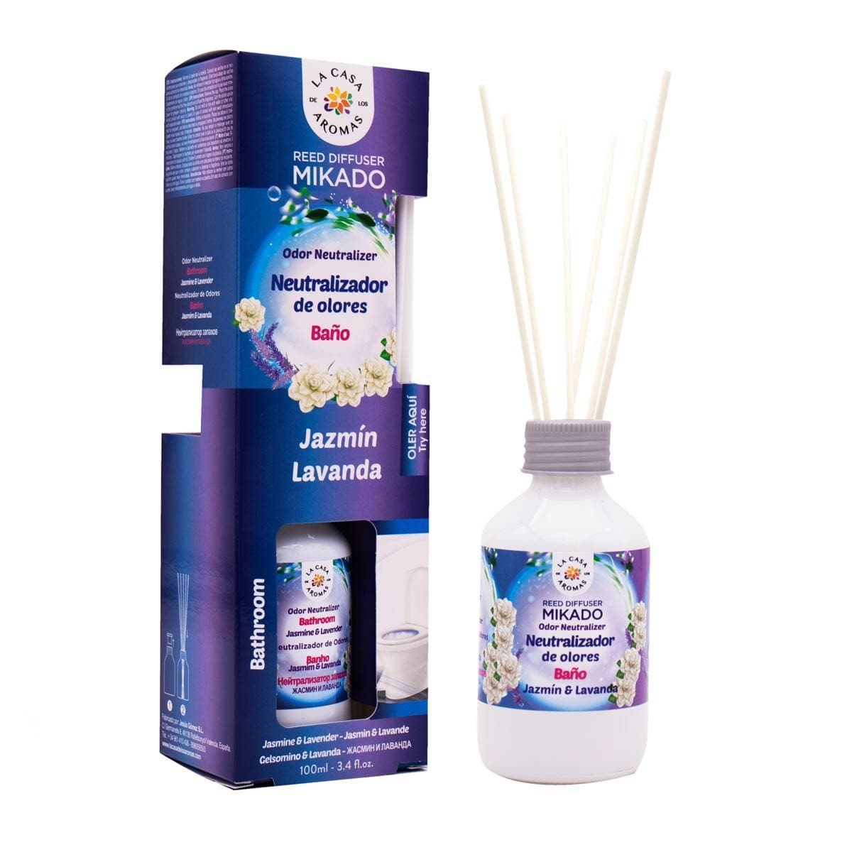 

La Casa de los Aromas Special Odor Neutralizer Reed Diffuser Bathroom patyczki zapachowe Jaśmin i Lawenda 100ml