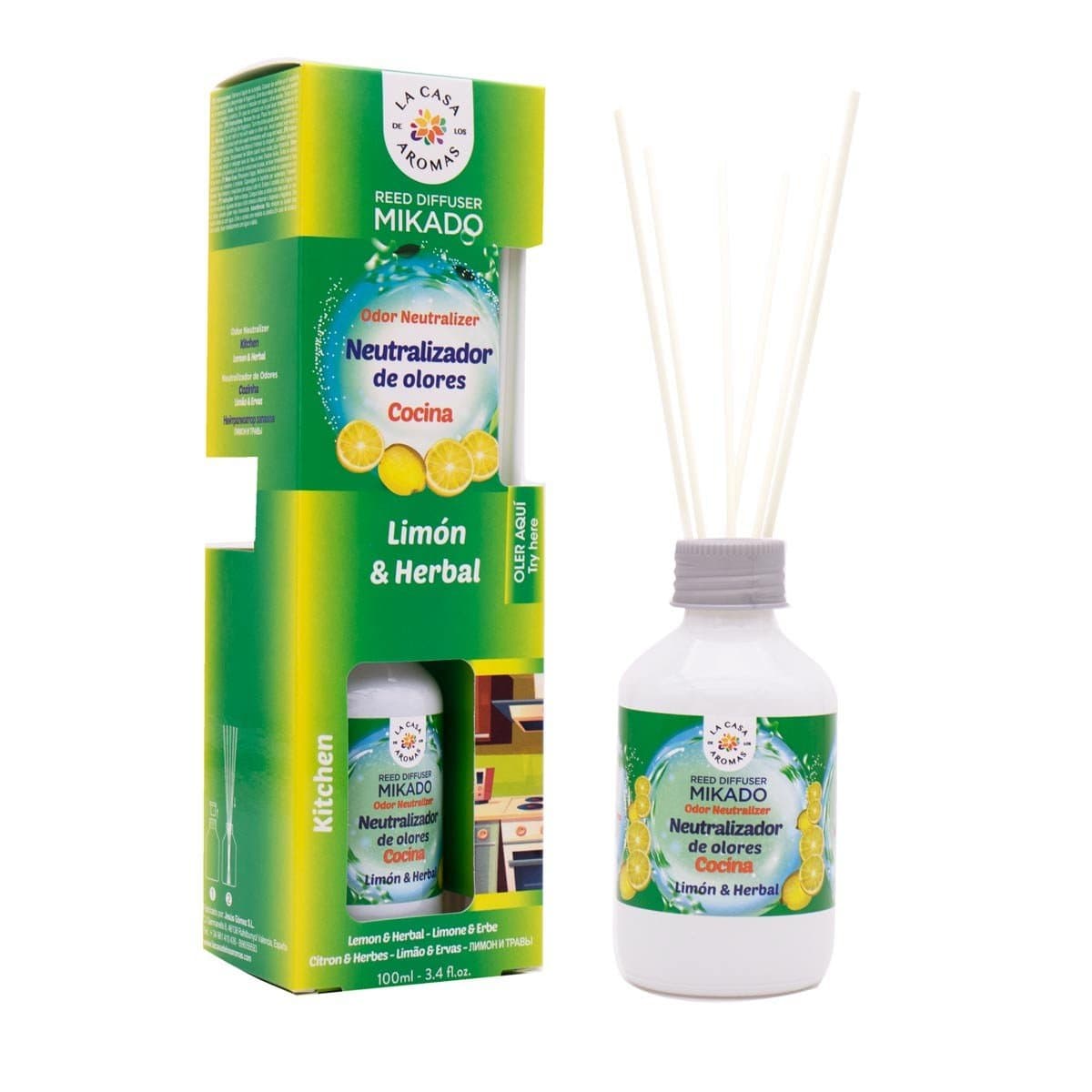

La Casa de los Aromas Special Kitchen Odor Neutralizer Reed Diffuser patyczki zapachowe Cytryna i Zioła 100ml
