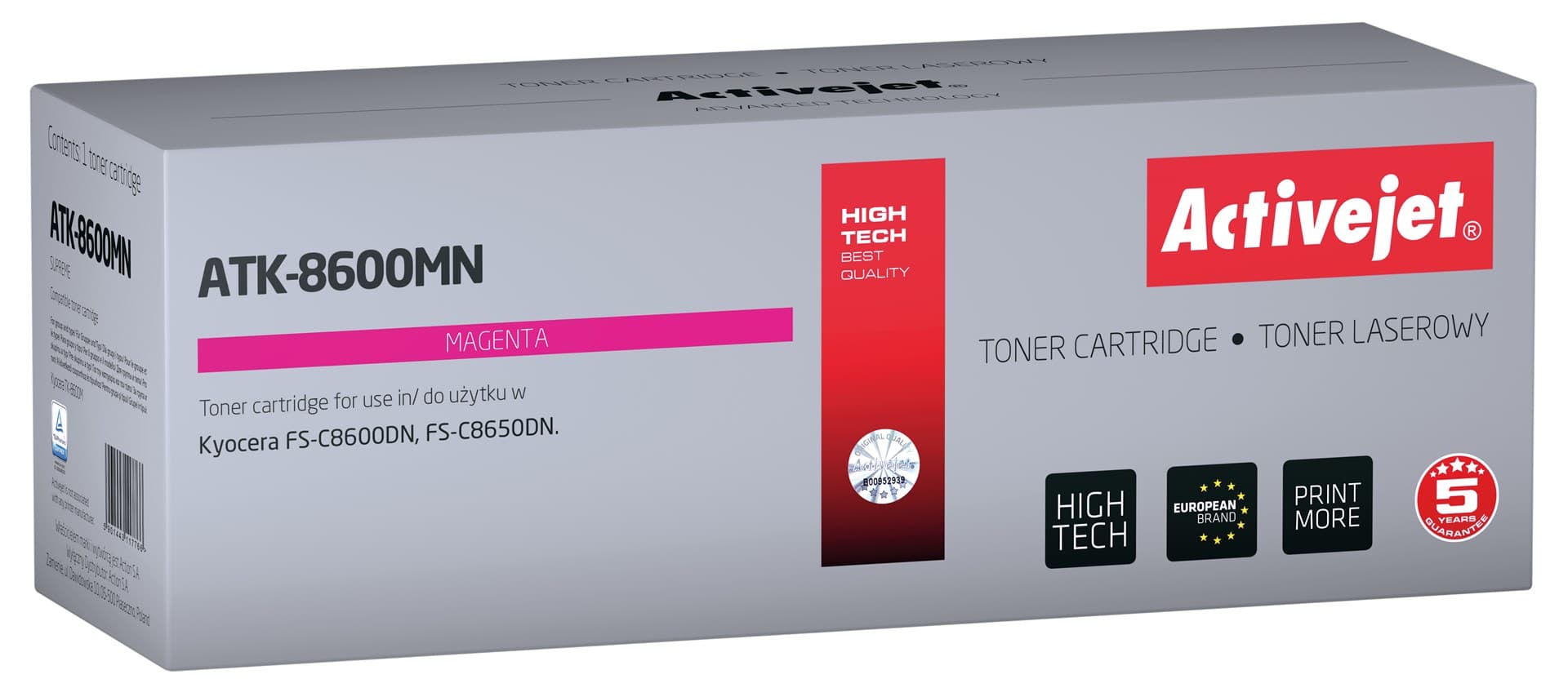 

Toner Activejet ATK-8600MN (zamiennik Kyocera TK-8600M; Supreme; 20000 stron; purpurowy)