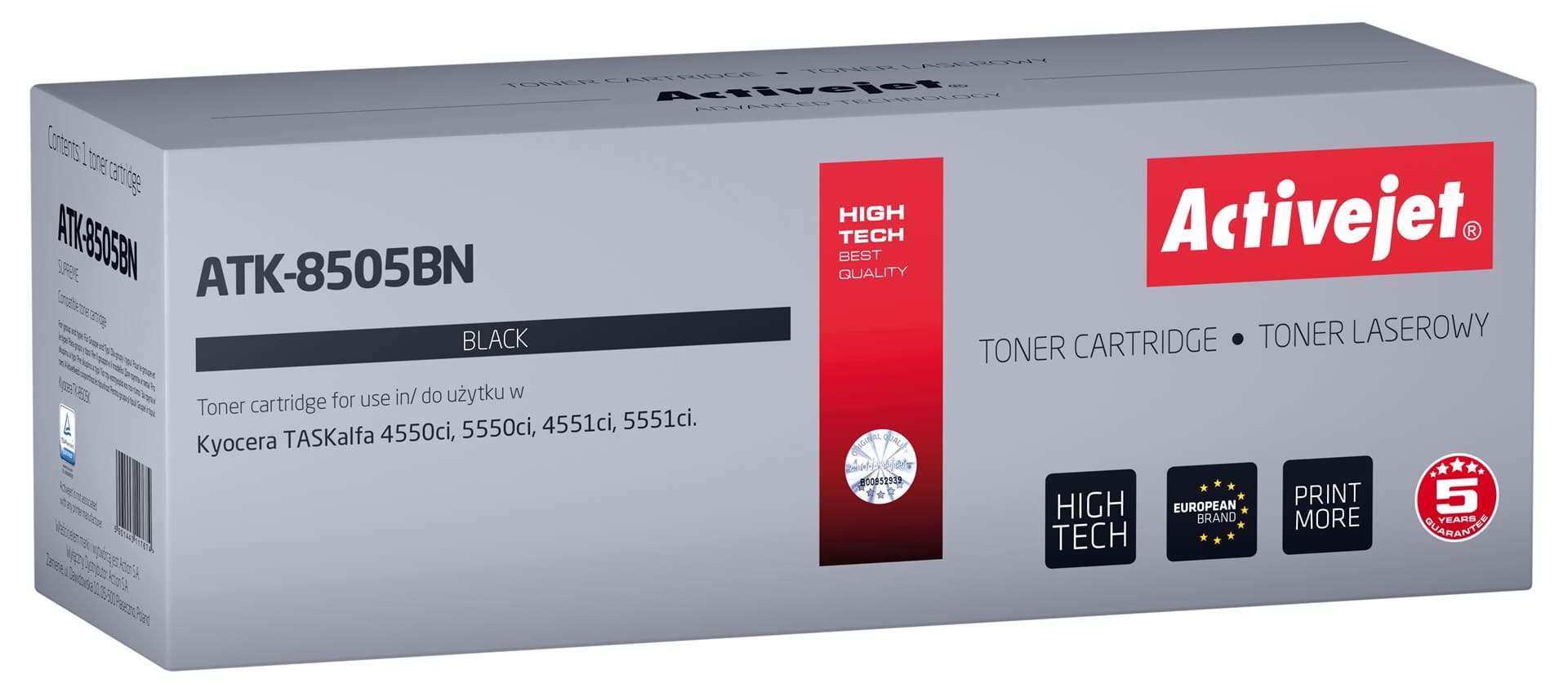 

Activejet Toner ATK-8505BN (zamiennik Kyocera TK-8505K; Supreme; 30000 stron; czarny)