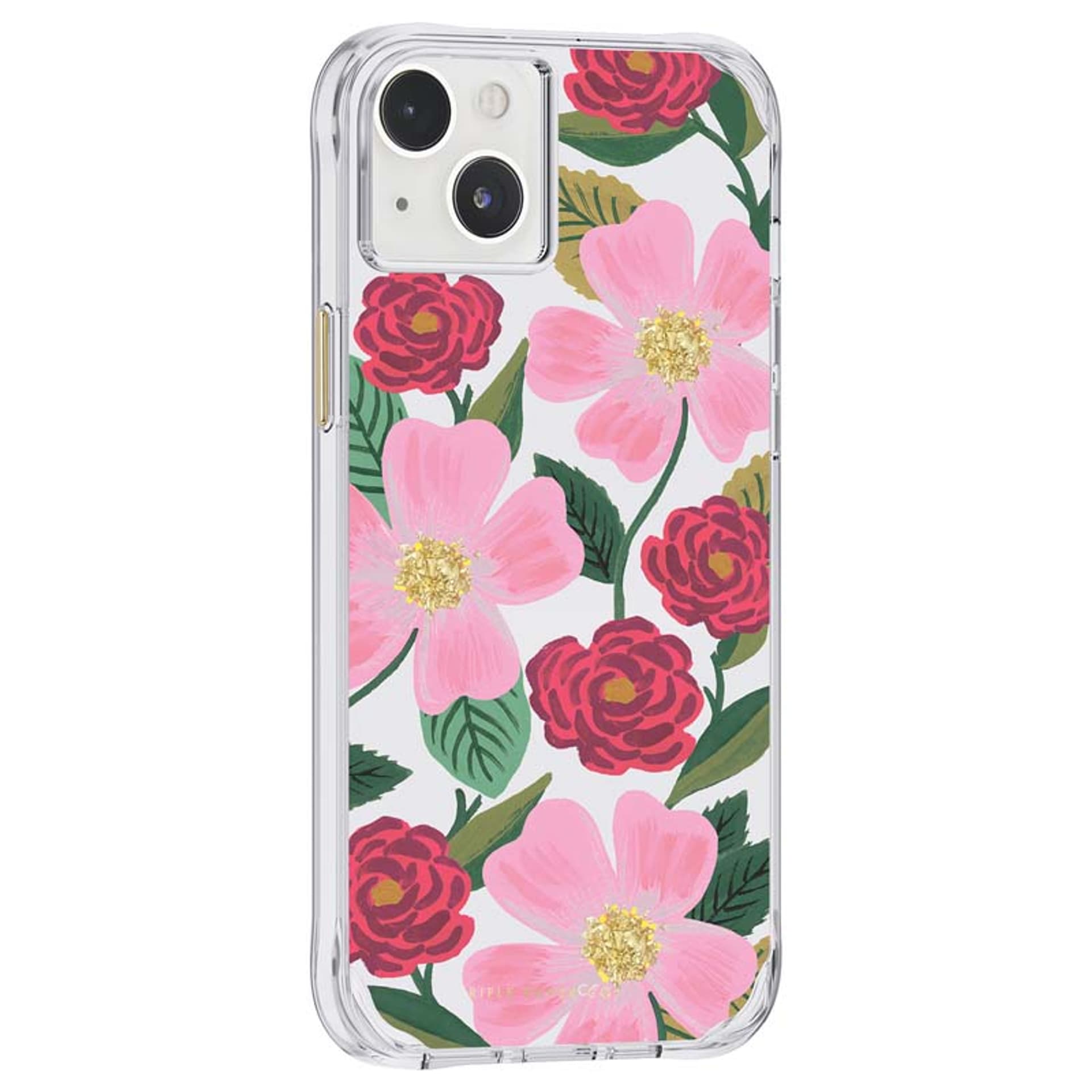 

Rifle Paper Clear - Etui iPhone 14 Plus zdobione złotem (Rose Garden)