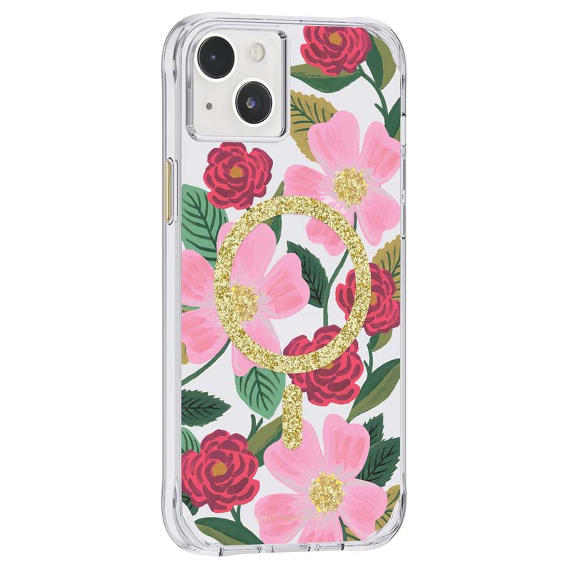 

Rifle Paper Clear MagSafe - Etui iPhone 14 Plus zdobione złotem (Rose Garden)