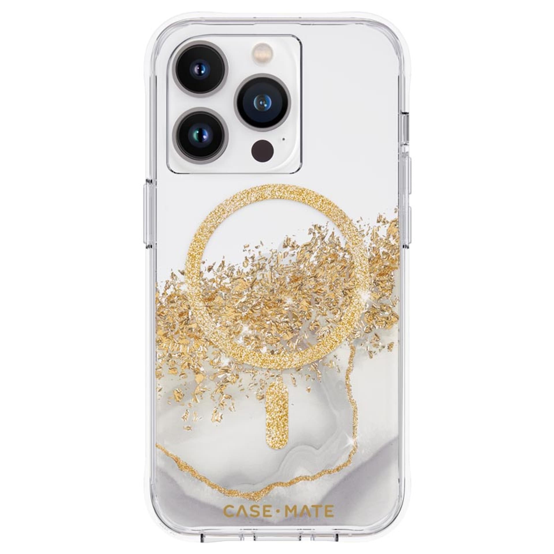 

Case-Mate Karat MagSafe - Etui iPhone 14 Pro zdobione złotem (Marble)