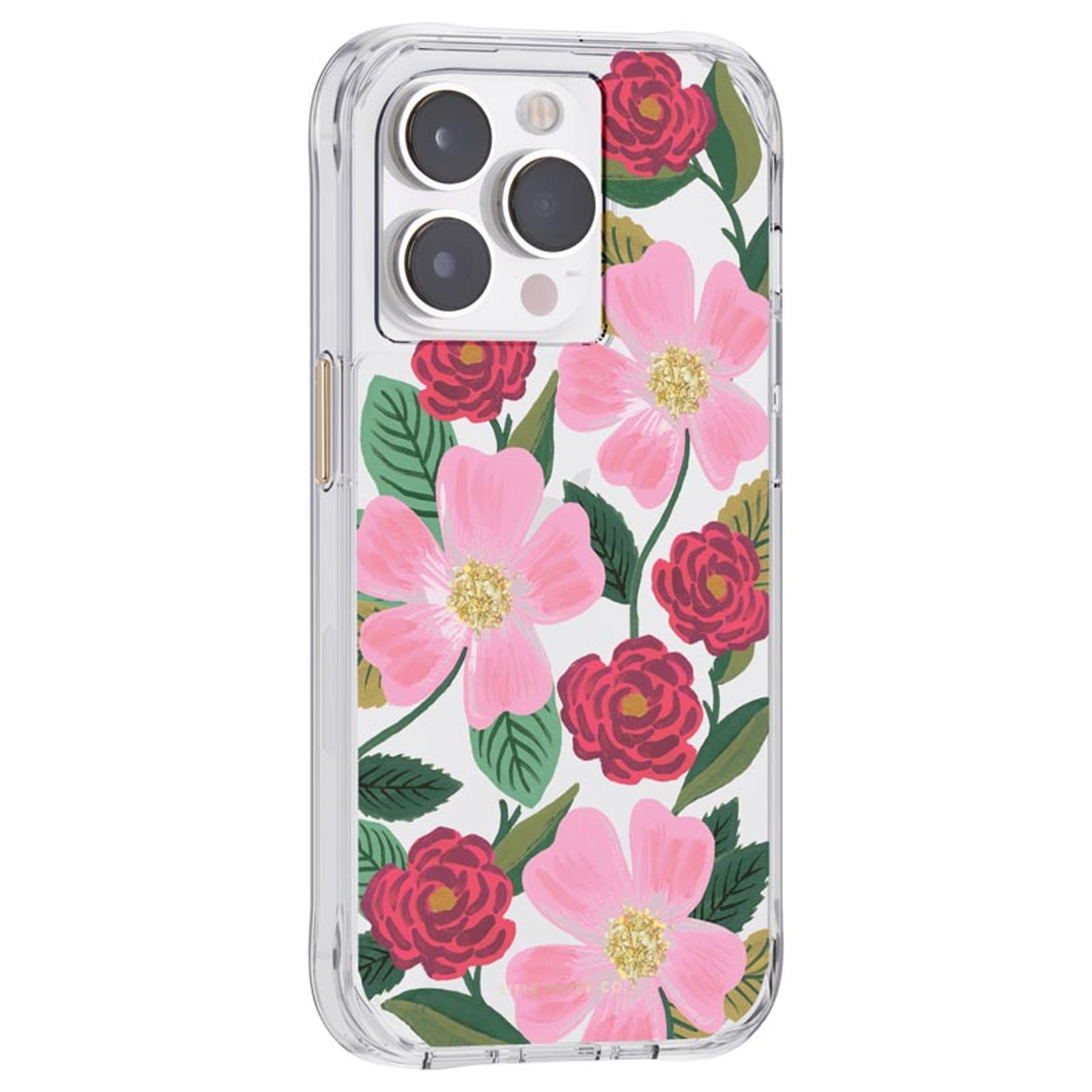 

Rifle Paper Clear - Etui iPhone 14 Pro zdobione złotem (Rose Garden)