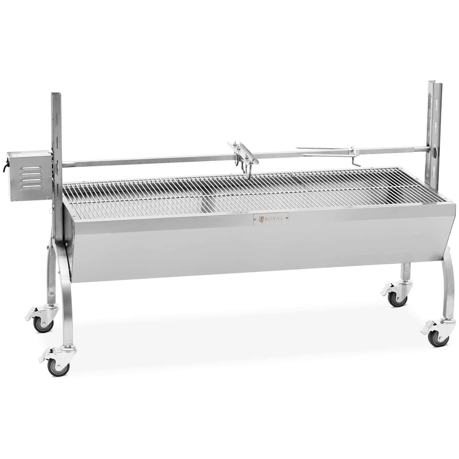 

Grill węglowy z rożnem obrotowym elektrycznym do pieczenia prosiaka 13 W 40 kg 137 cm
