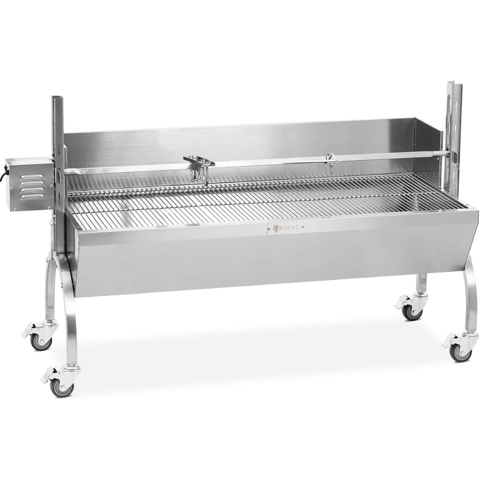 

Grill węglowy z rożnem obrotowym elektrycznym do pieczenia prosiaka z osłoną 13 W 40 kg 137 cm