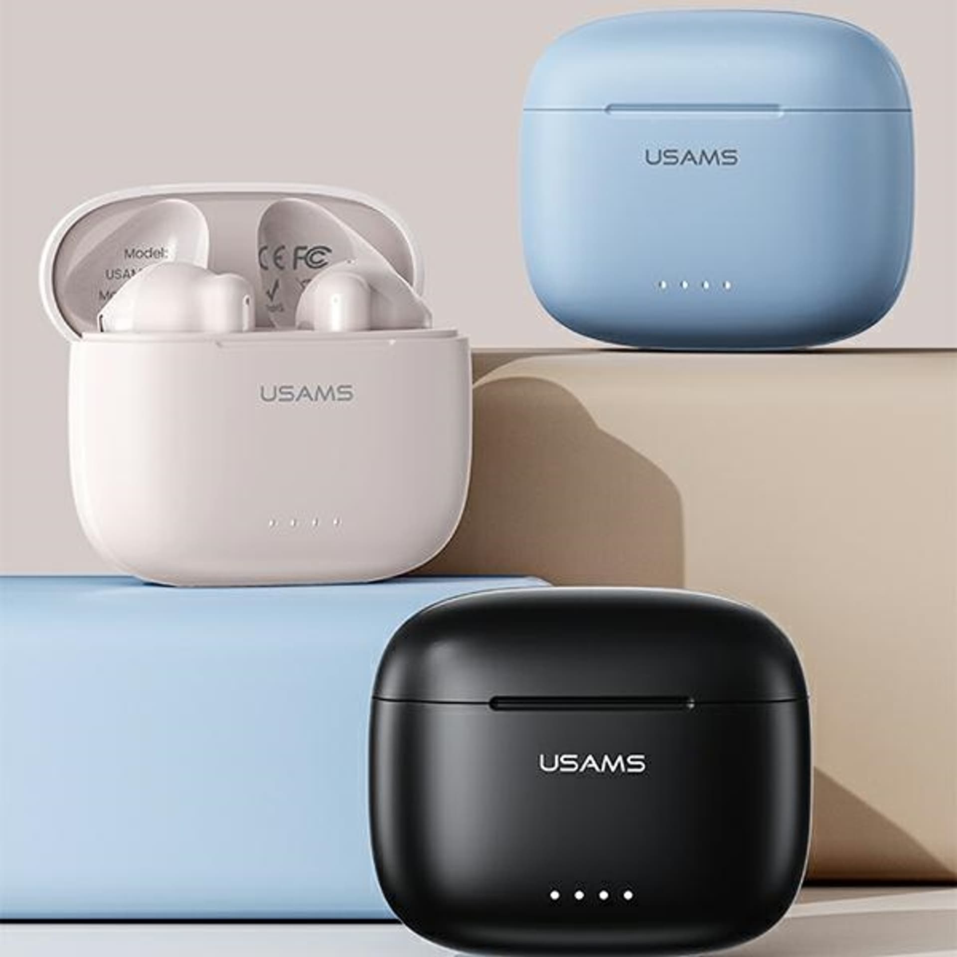 

USAMS Słuchawki Bluetooth 5.3 TWS US Series Dual mic bezprzewodowe białe/white BHUUS02