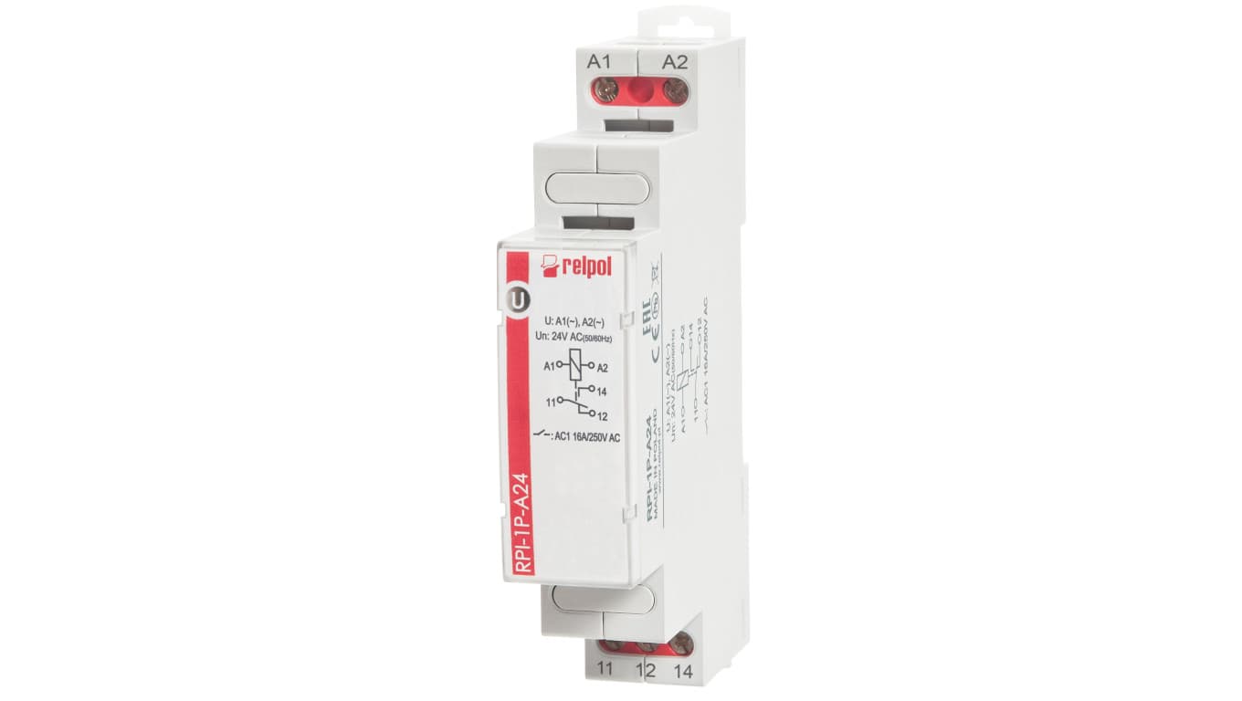 

Przekaźnik elektromagnetyczny 1P 16A 24V AC AgSnO2 RPI-1P-A24 863358