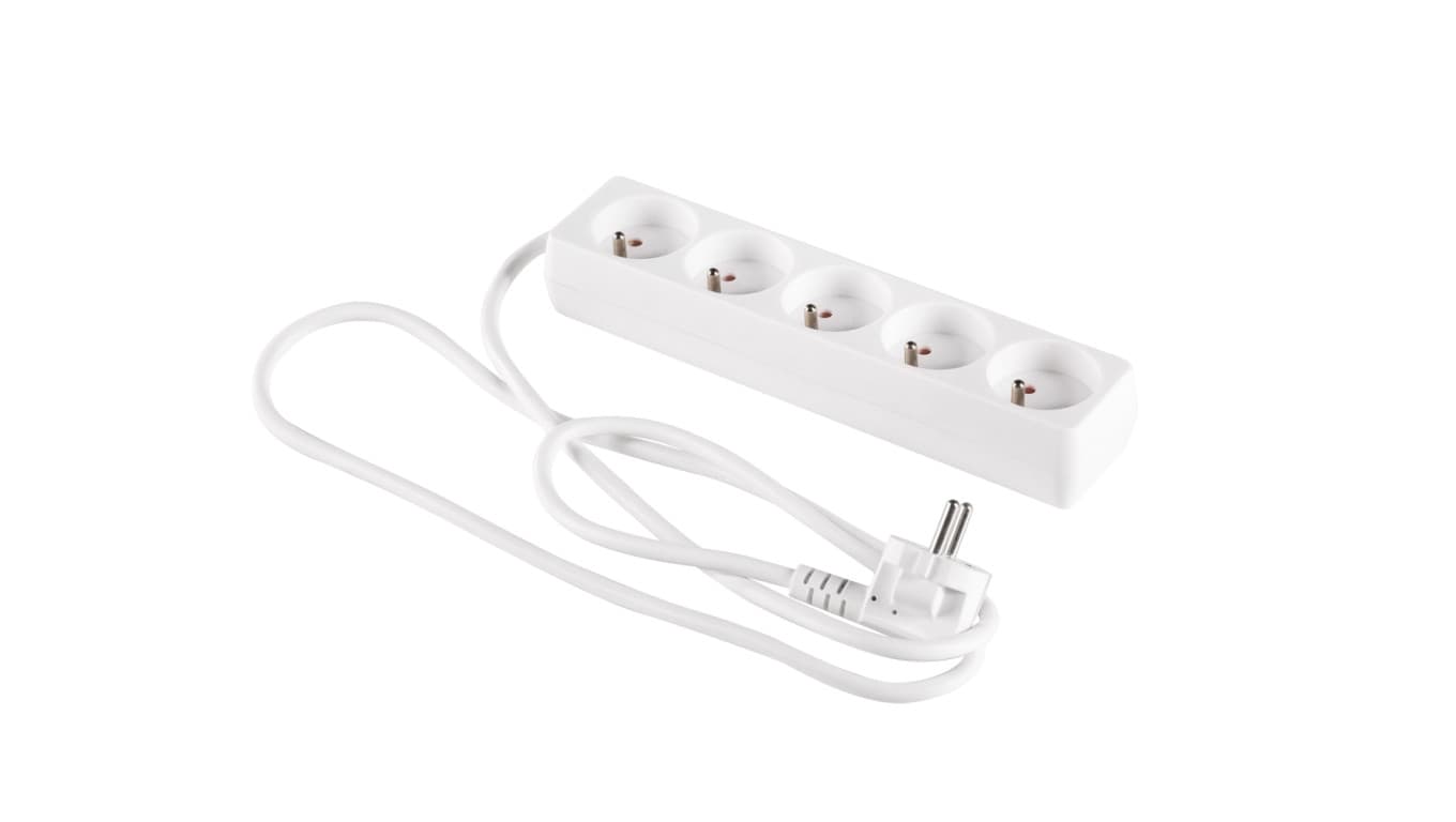 

Przedłużacz 5-gniazd z/u 5m /H05VV-F 3G1/ biały PM-BW-5G-50