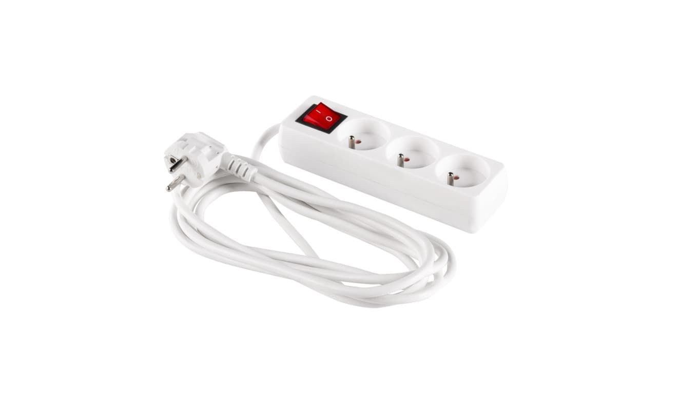 

Przedłużacz z wyłącznikiem 3-gniazda z/u 1,5m /H05VV-F 3G1/ biały PM-ZW-3G-15