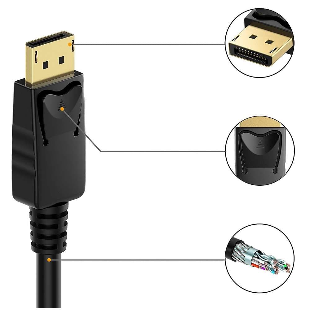 

Kabel 2m DisplayPort na DisplayPort DP 4K do przekazywania obrazu i dźwięku wzmocniony czarny