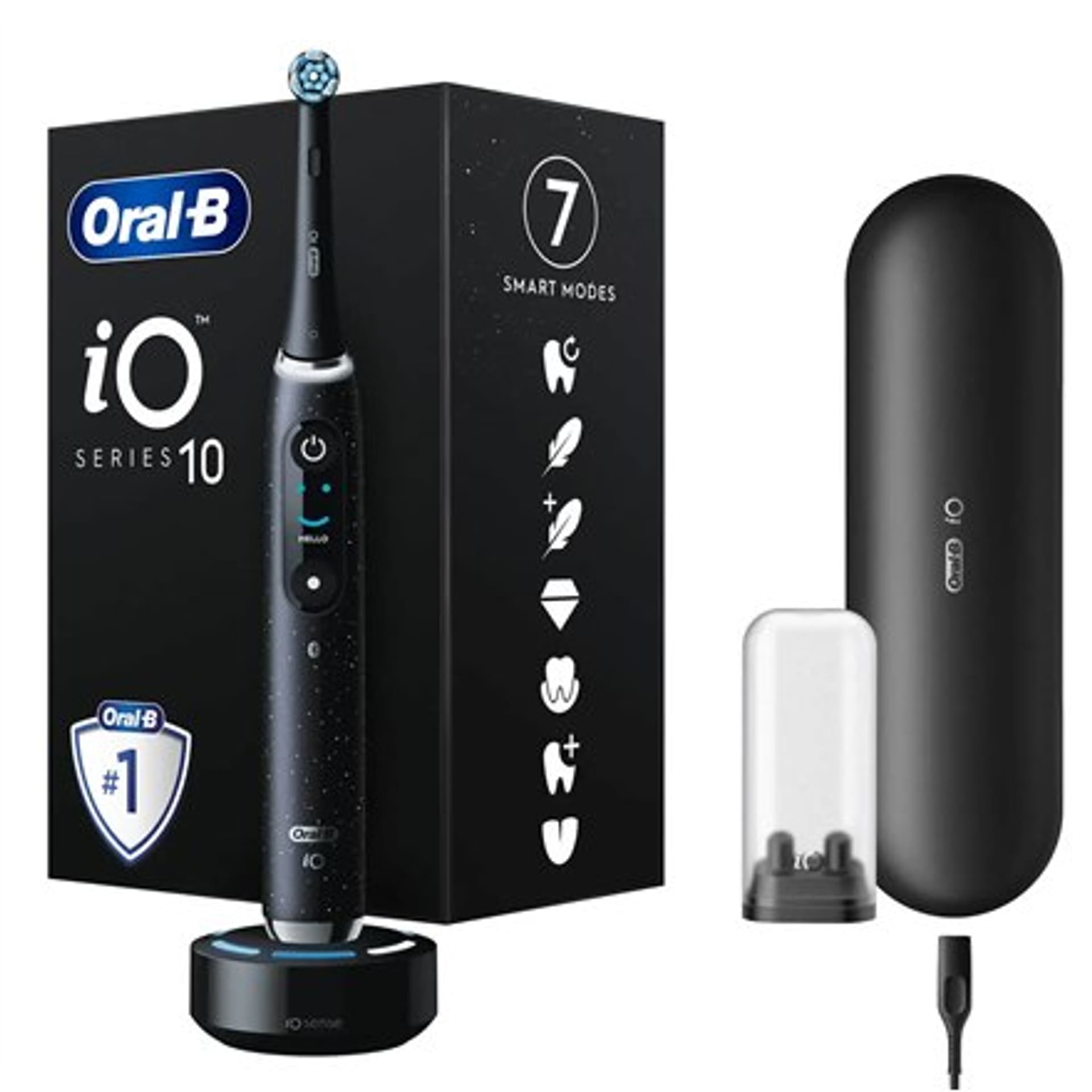 

Oral-B Electric Toothbrush iO10 Series Rechargeable, Dla dorosłych, Ilość główek szczoteczki w zestawie 1, Cosmic Black, Ilość t
