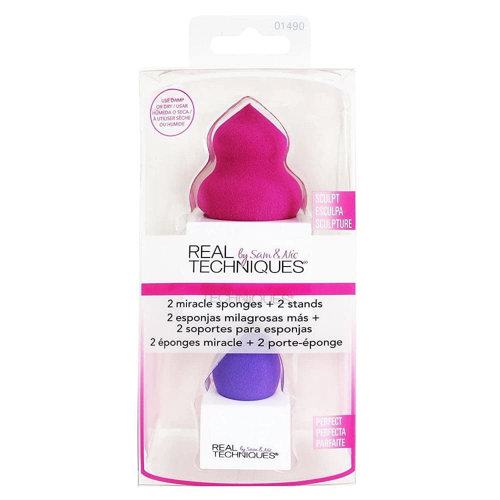 

Real Techniques 2 Miracle Sponges + 2 Stands zestaw gąbeczki do makijażu x2 + stojaki na gąbeczki x2