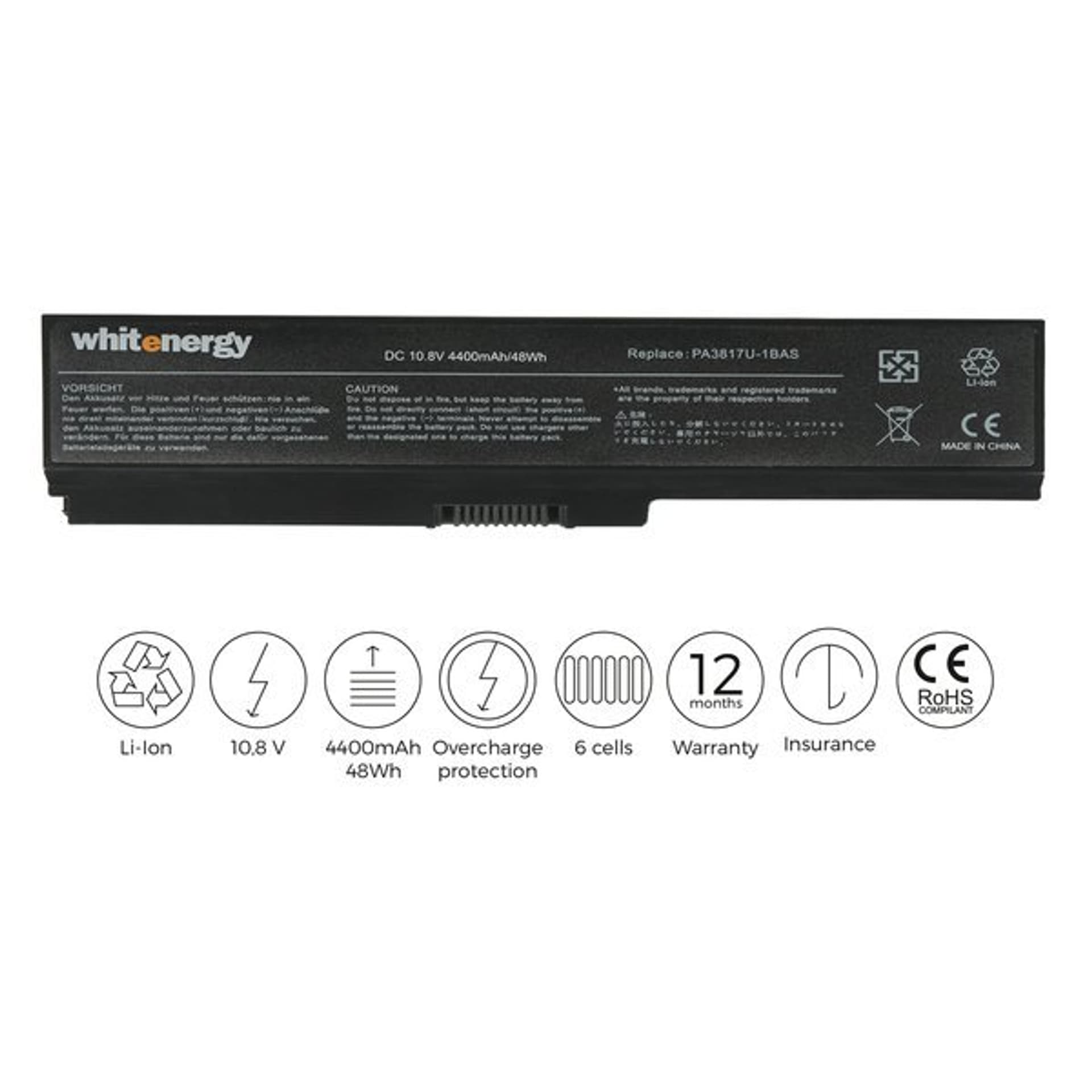 

Whitenergy Bateria do laptopa Toshiba Satellite L650 10.8-11.1V 4400mAh czarna