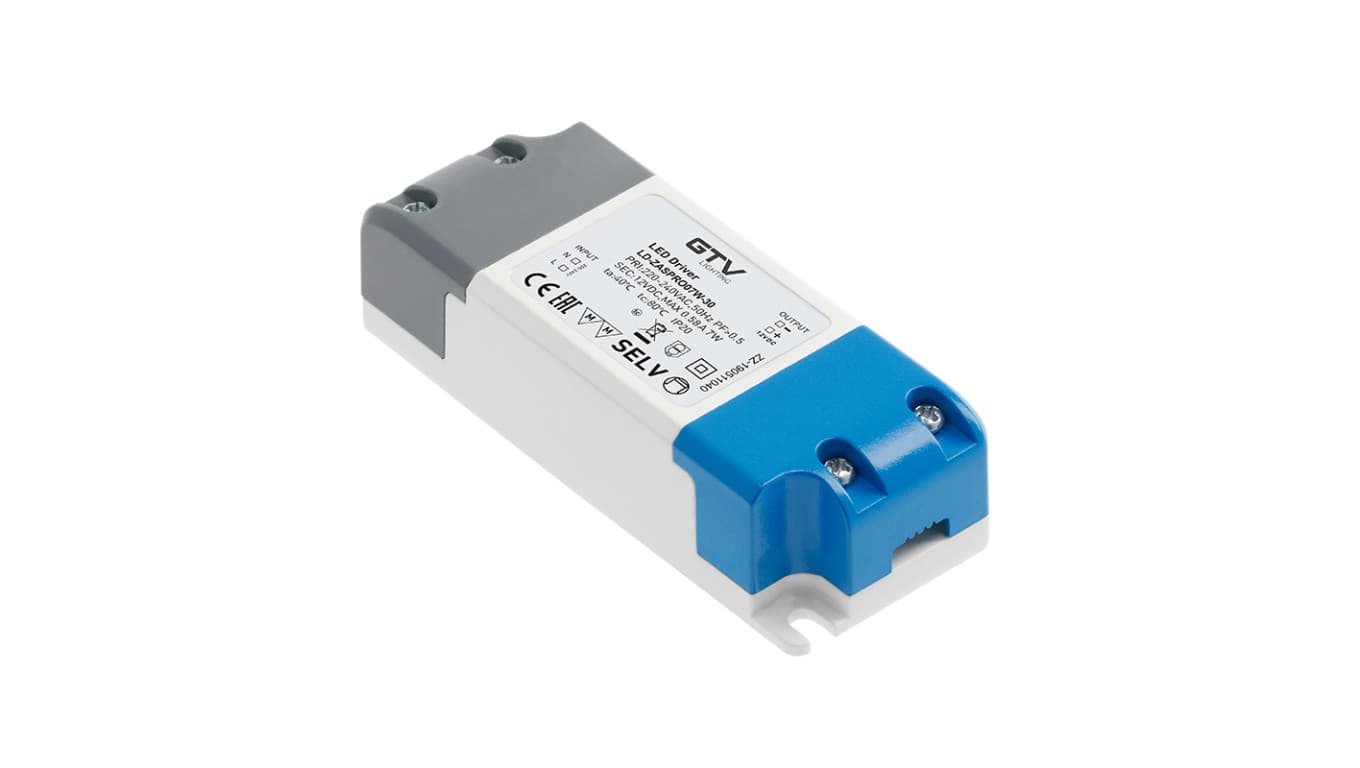 

Zasilacz LED PRO 12V, 7W, input 220-240VAC, IP20, wym.100x39x25 mm
