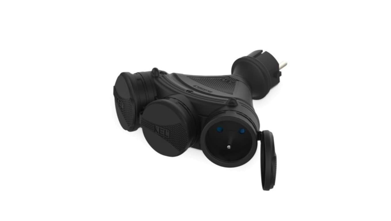

Rozgałęźnik wtyczkowy 3-gniazda z/u 16A 250V IP54 czarny GN-X3/54 W-01154