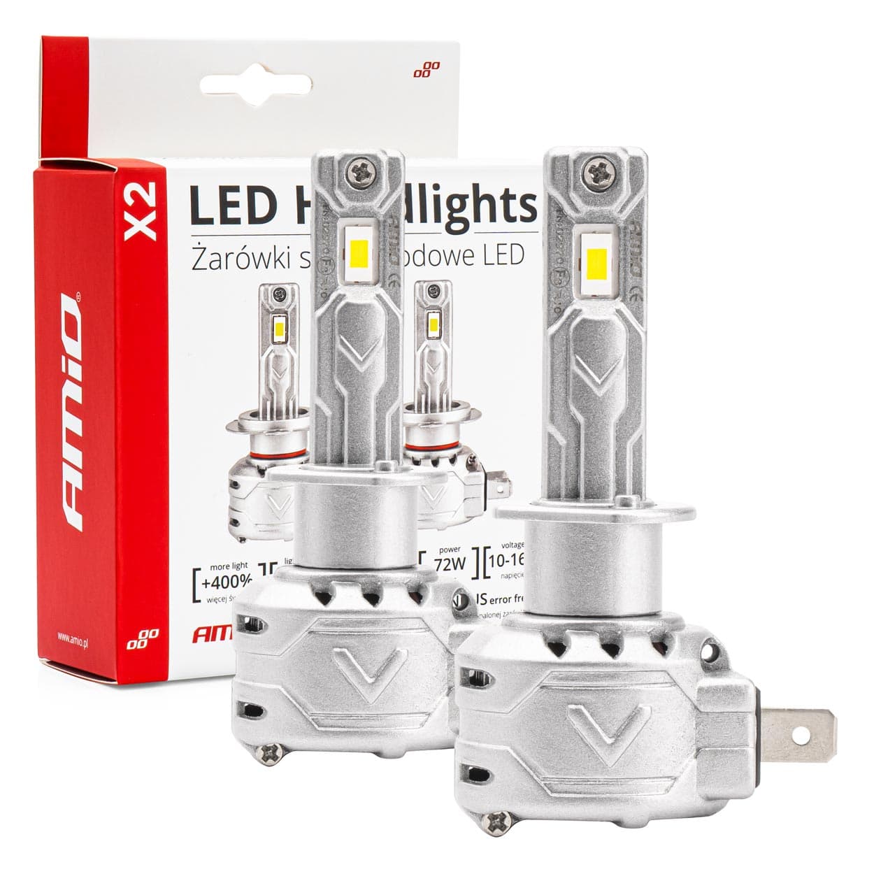 

Żarówki samochodowe led x2 series amio h1