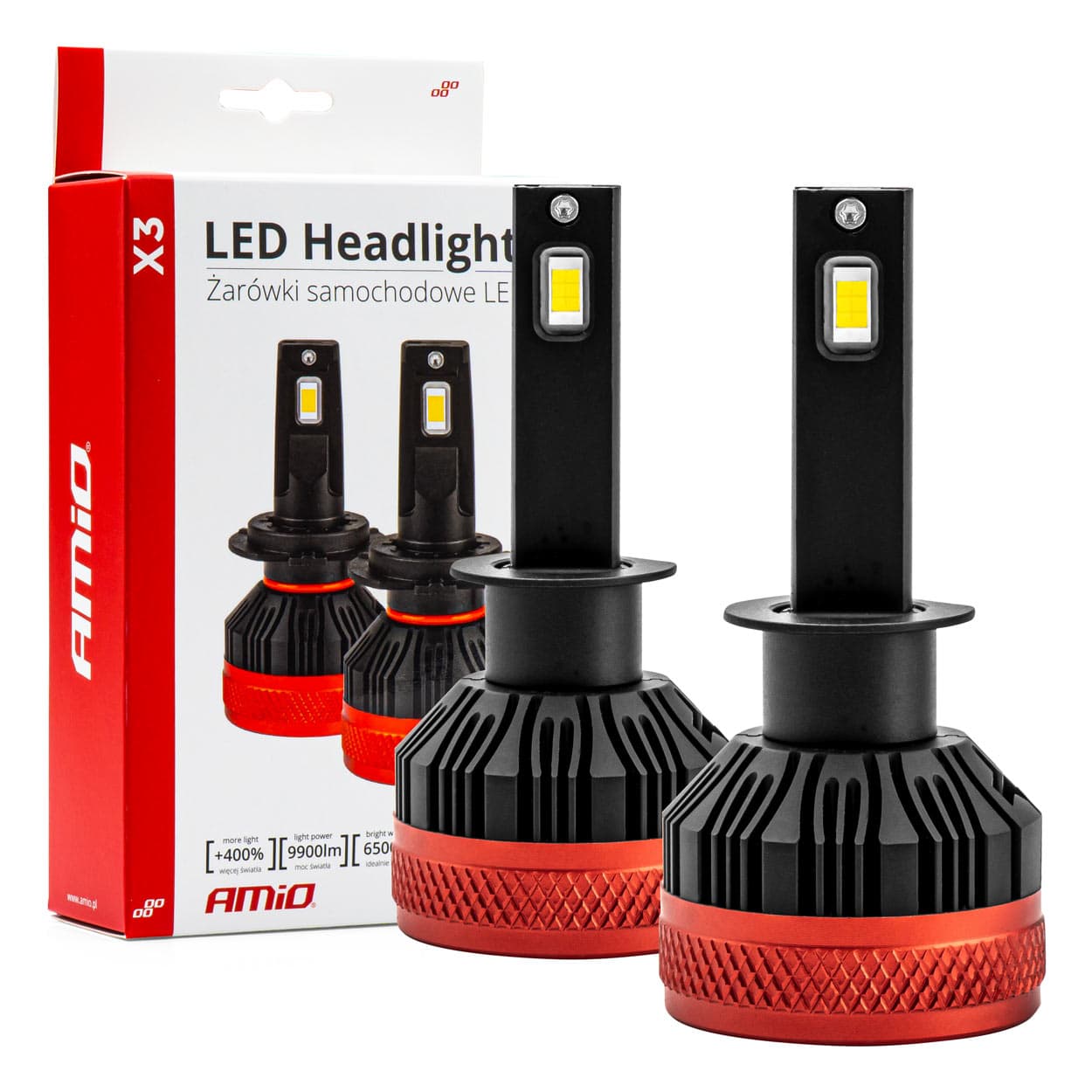 

Żarówki samochodowe led x3 series amio h1 amio-02977