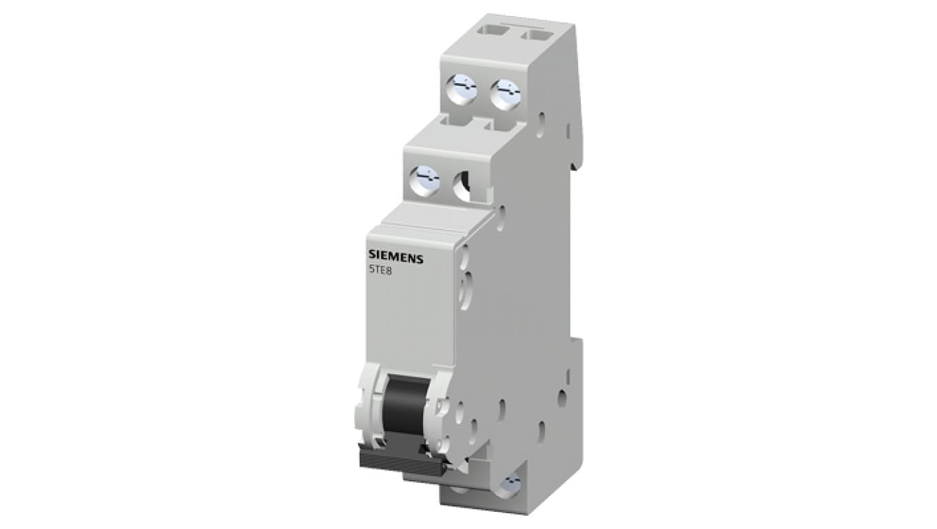 

Przełącznik modułowy kontrolny 3-pozycyjny (I-0-II) 230V AC 20A 1CO 5TE8141, I-0-ii) 230v ac 20a 1co 5te814