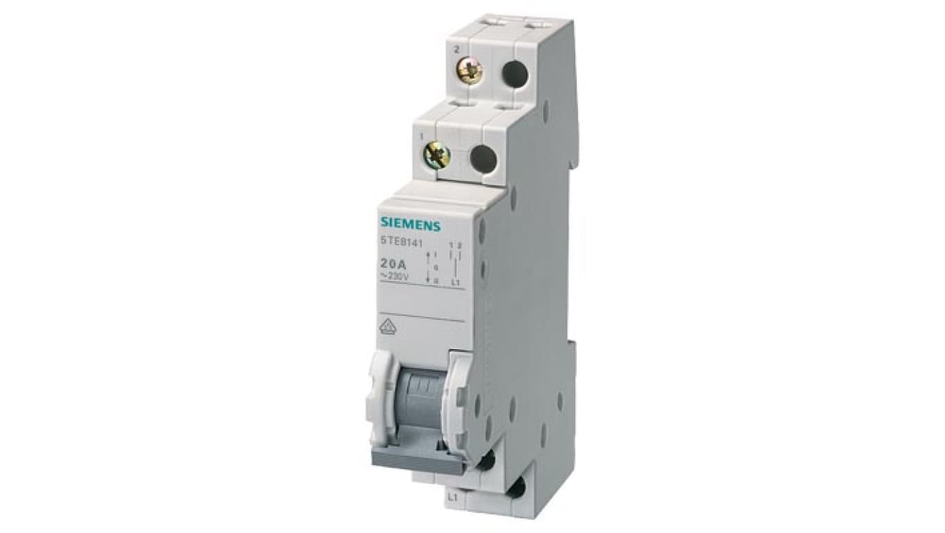 

Przełącznik modułowy kontrolny 3-pozycyjny (I-0-II) 400V AC 20A 2CO 5TE8142, I-0-ii) 400v ac 20a 2co 5te814