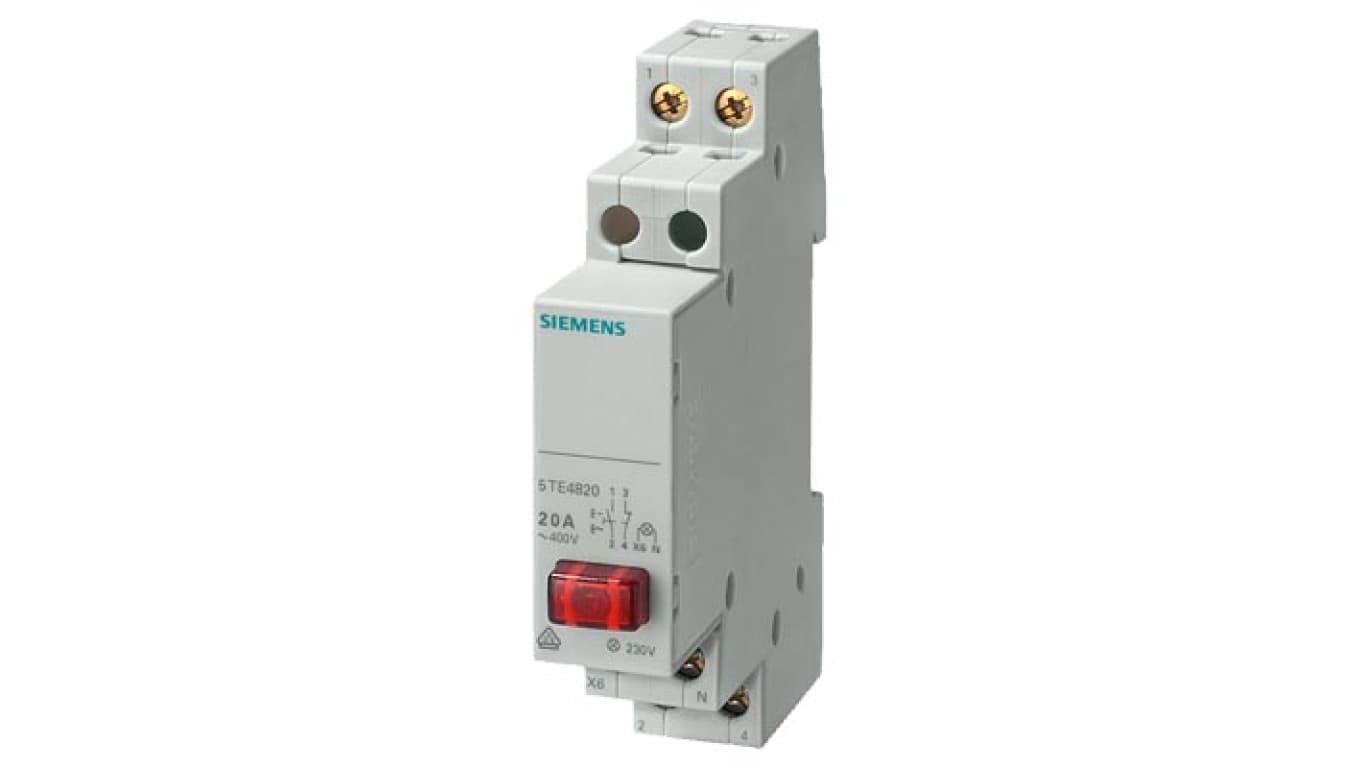 

Przycisk modułowy 20A 1Z 1R czerwony z lampką 230V przełączany mono/bistabilny 5TE4820