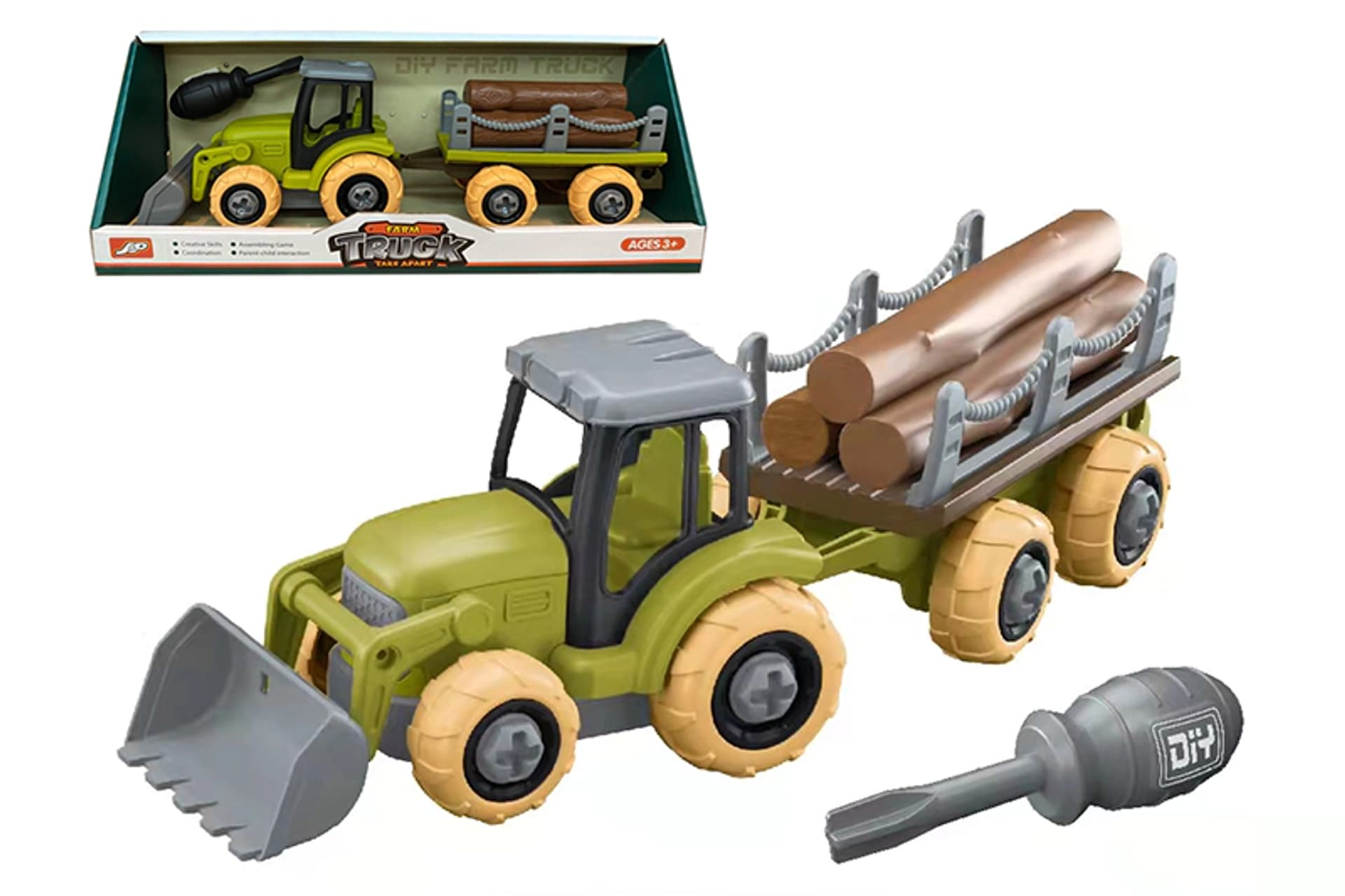 

ZESTAW TRAKTOR Z PRZYCZEPĄ DO SKRĘCANIA FARMA +AKC