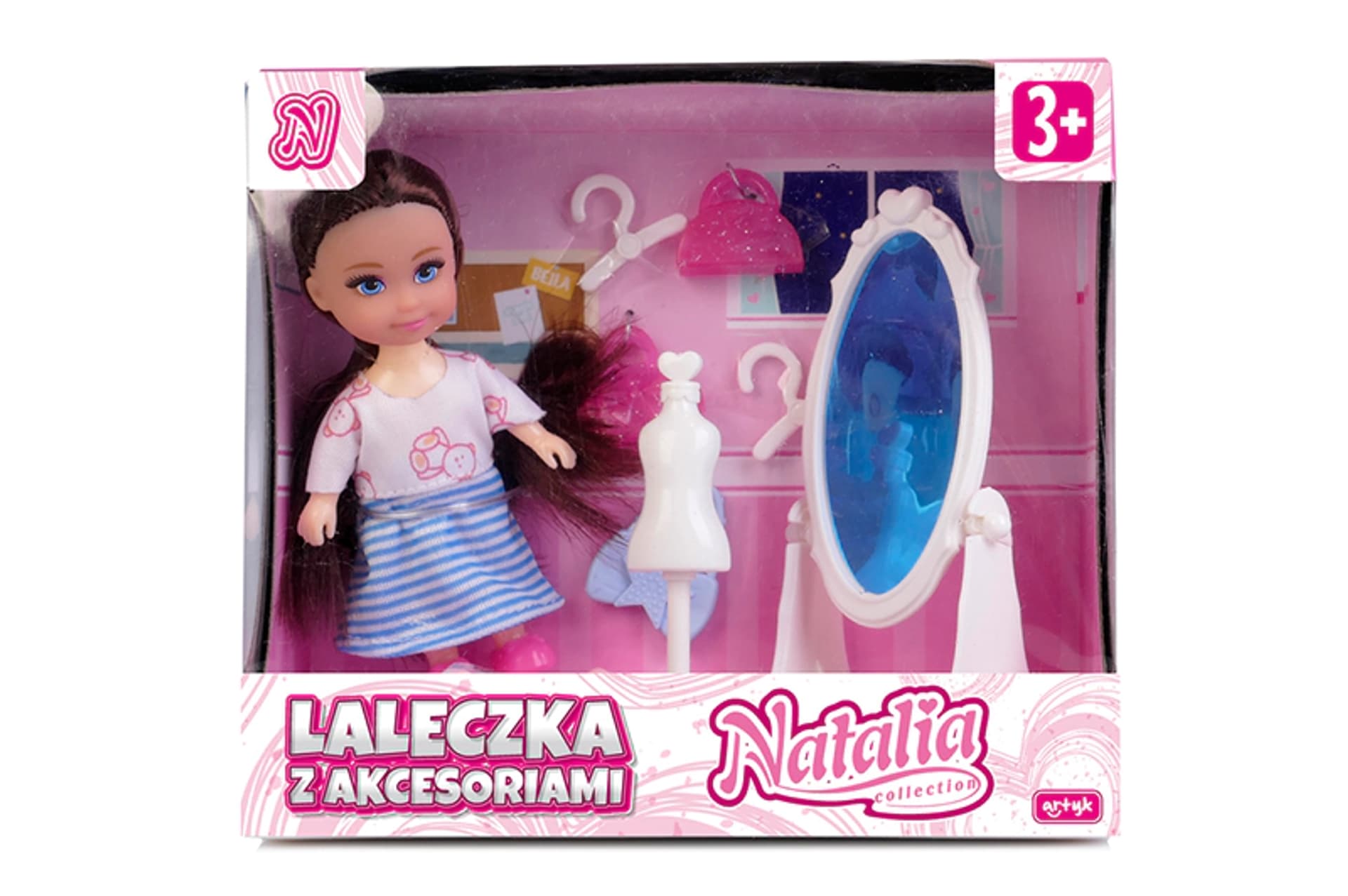 

LALKA NATALIA GARDEROBA LUSTRO WIESZAKI TOREBKI