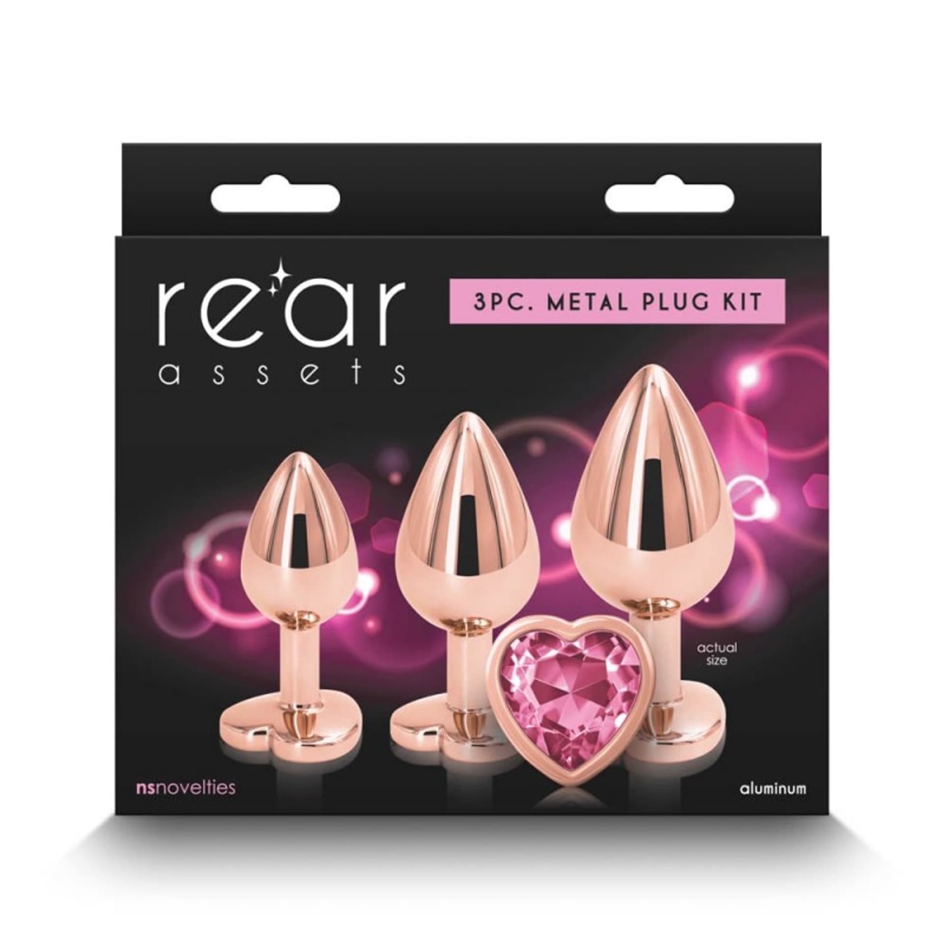 

Korki analne Rear Assets Rose Gold Pink Heart 3 szt.