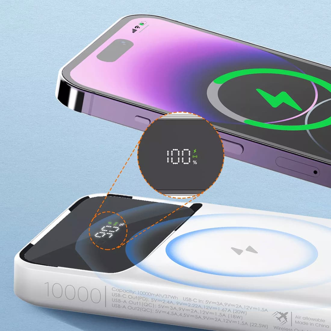 

Powerbank LDNIO 10000 mAh indukcja Qi QC USB USB-C
